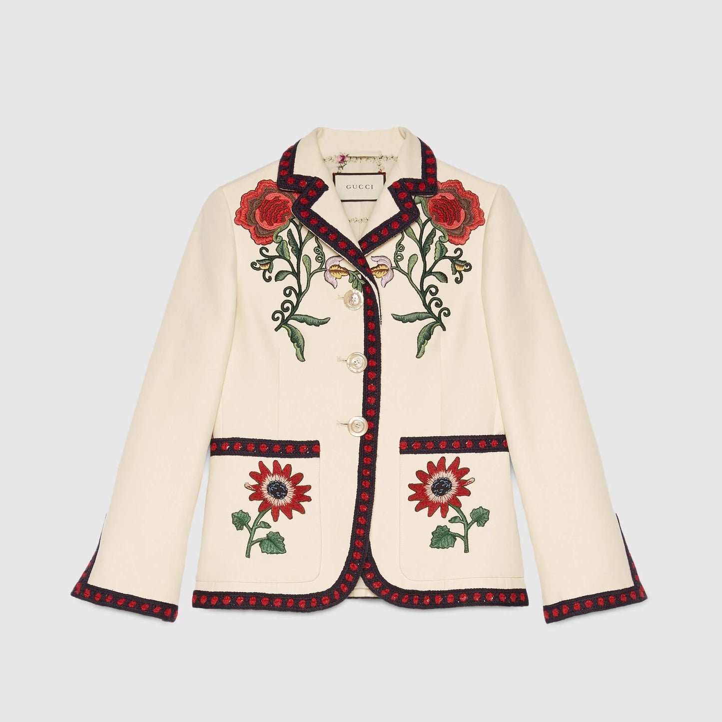 GUCCI FLORAL EMBROIDERED BLAZER AND TROUSERS SUIT