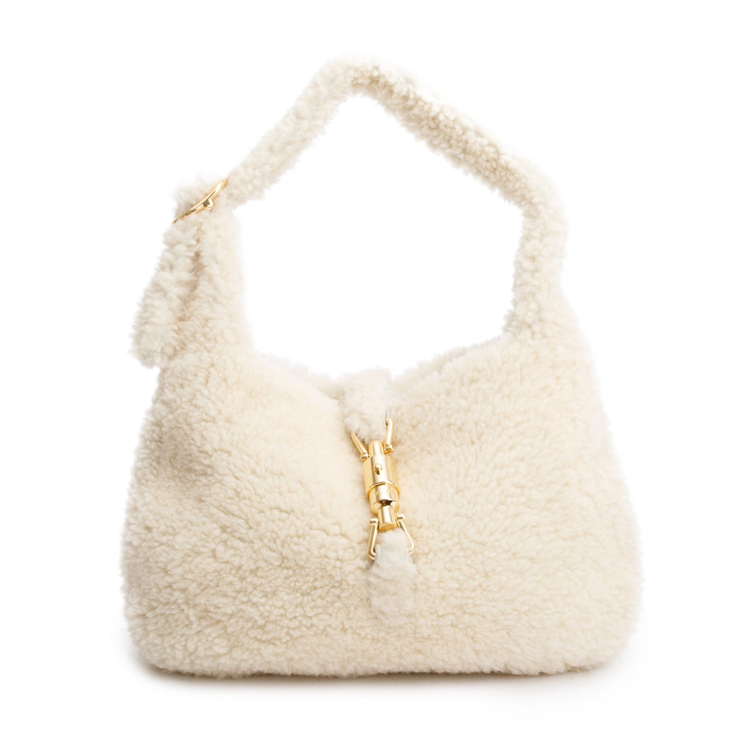 Gucci Ivory Shearling Small Jackie 1961 Shoulder Bag