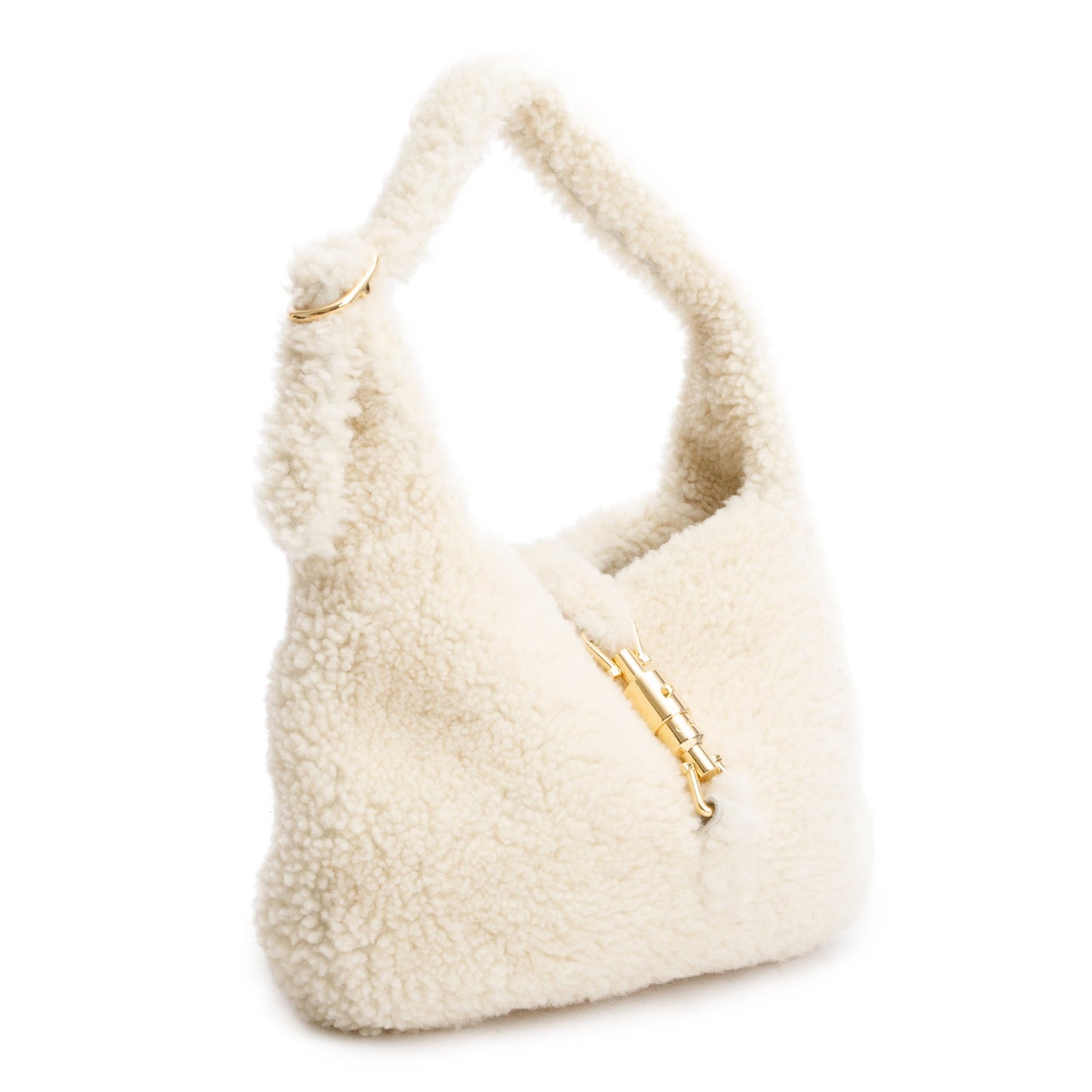 Gucci Ivory Shearling Small Jackie 1961 Shoulder Bag