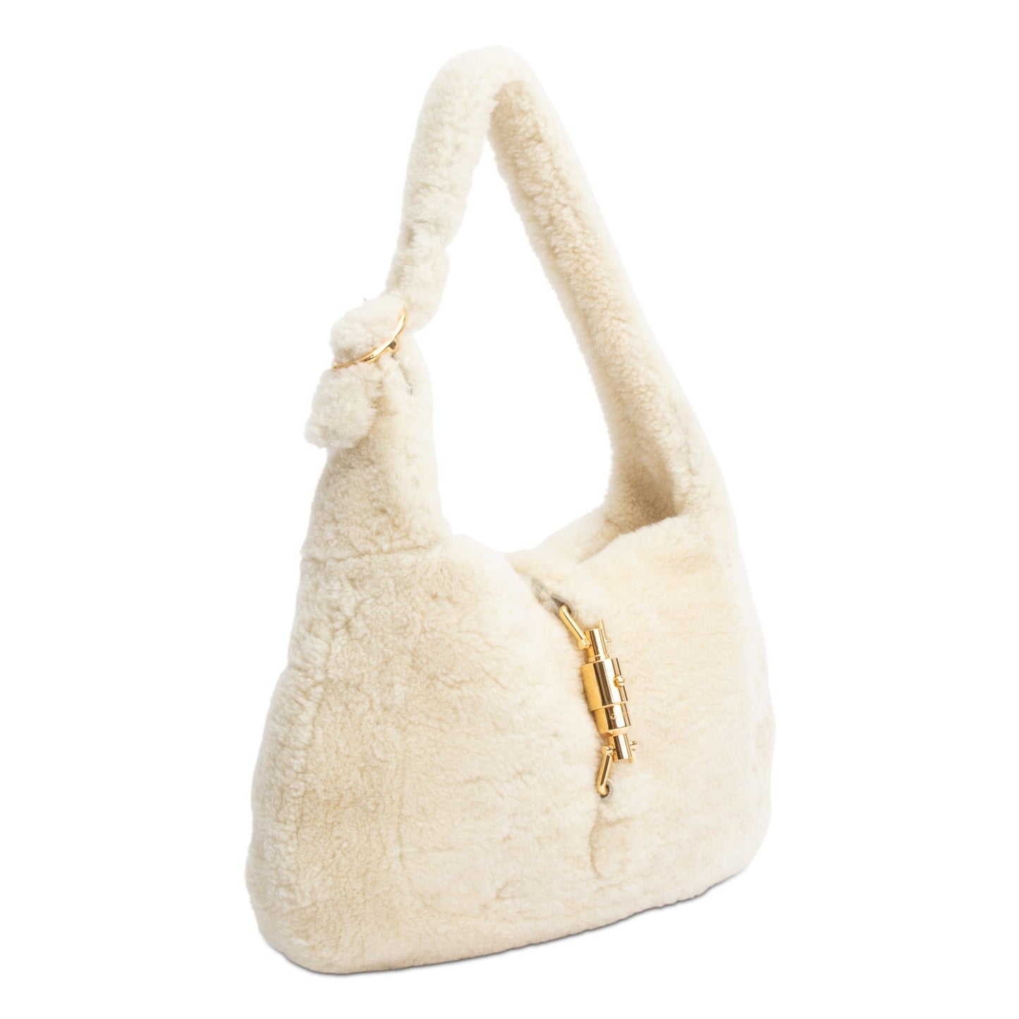 Gucci Ivory Shearling Small Jackie 1961 Shoulder Bag