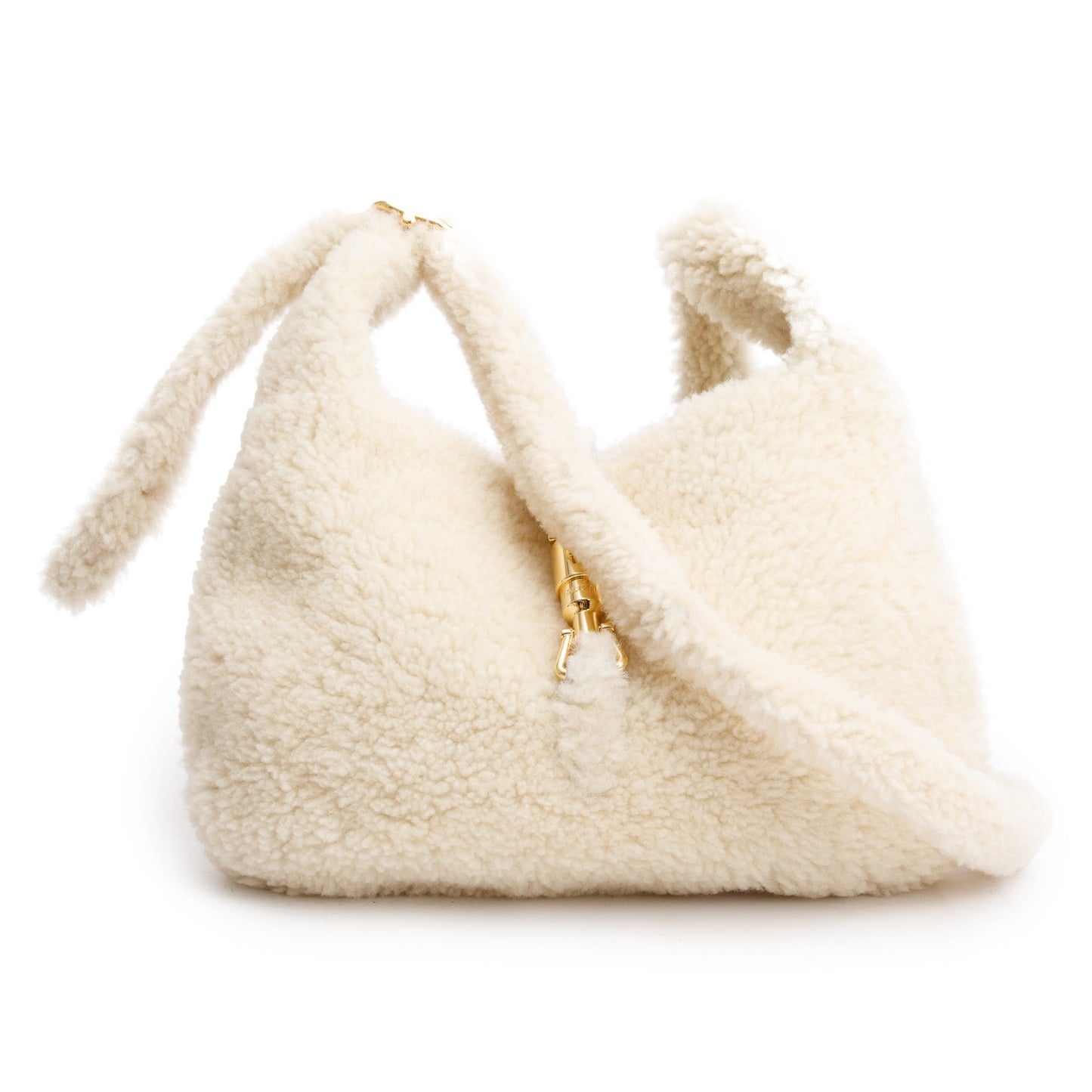 Gucci Ivory Shearling Small Jackie 1961 Shoulder Bag