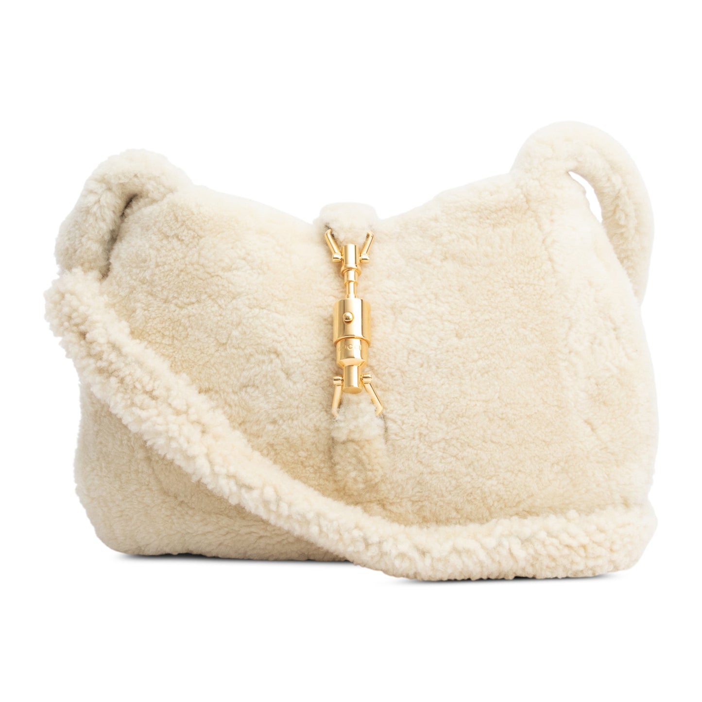 Gucci Ivory Shearling Small Jackie 1961 Shoulder Bag