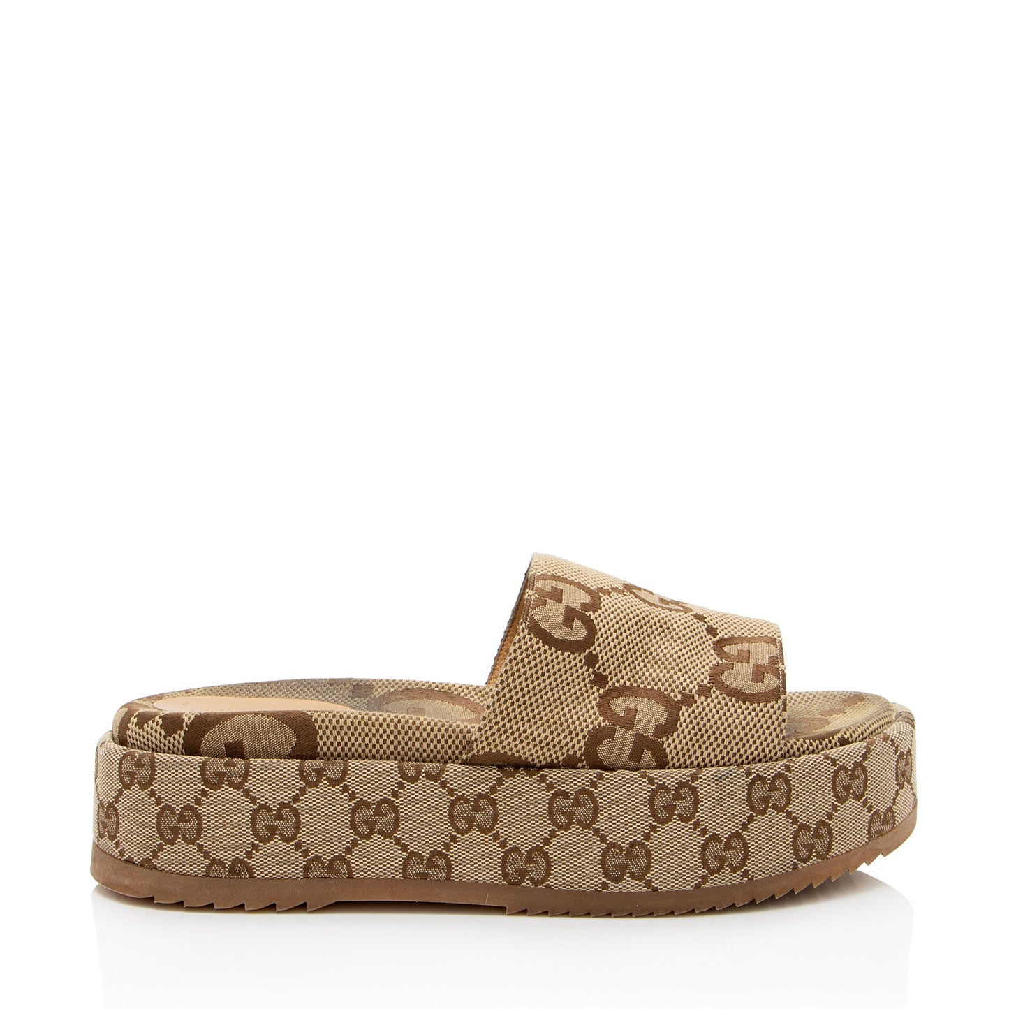 Gucci Jumbo GG Canvas Angelina Slide Platform Sandals - Size 8.5 / 38.5 (SHF-bkBL9w)