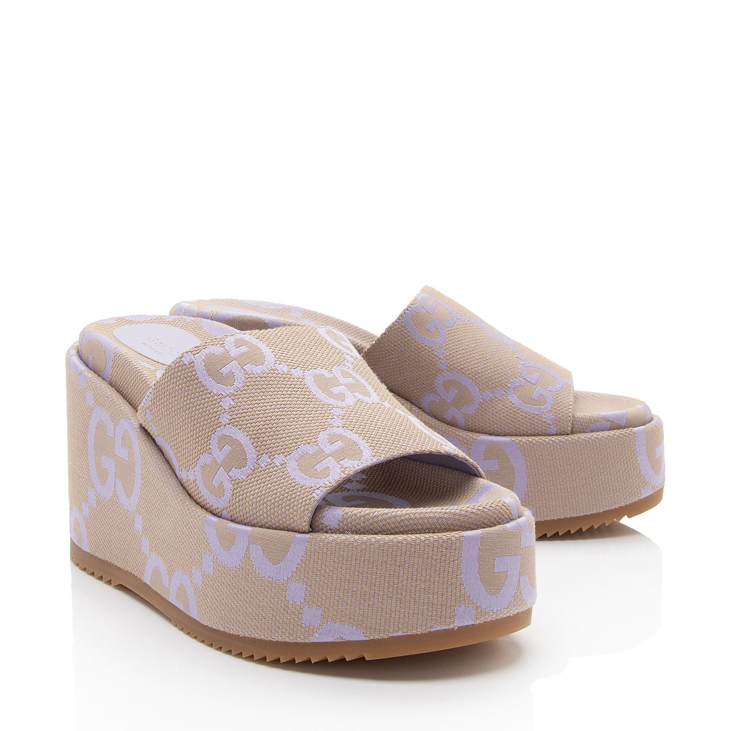 Gucci Jumbo GG Canvas Platform Wedge Slides - Size 11 / 41 (SHF-TTDQvS)