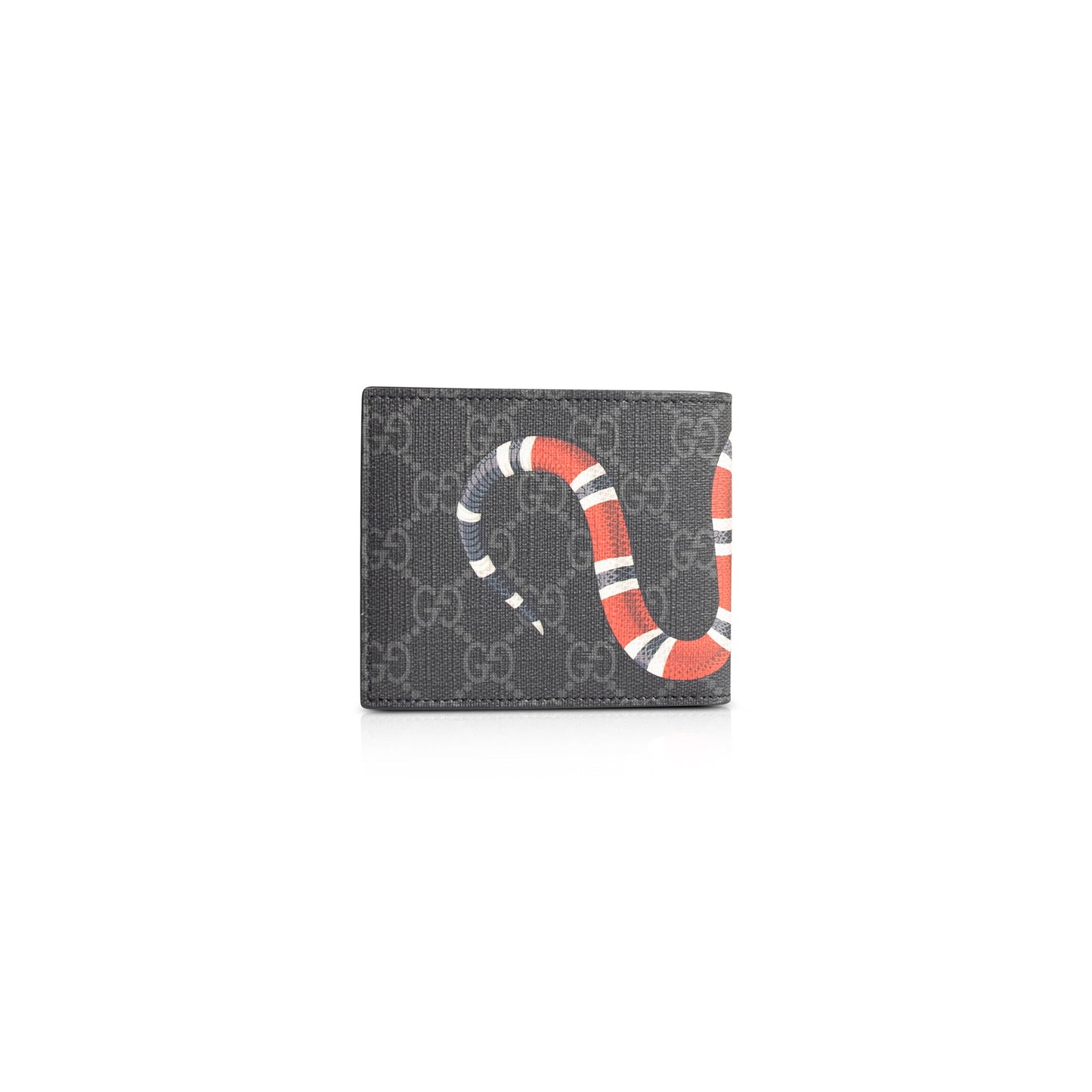 Gucci KingSnake Print Black GG Supreme Bifold Wallet