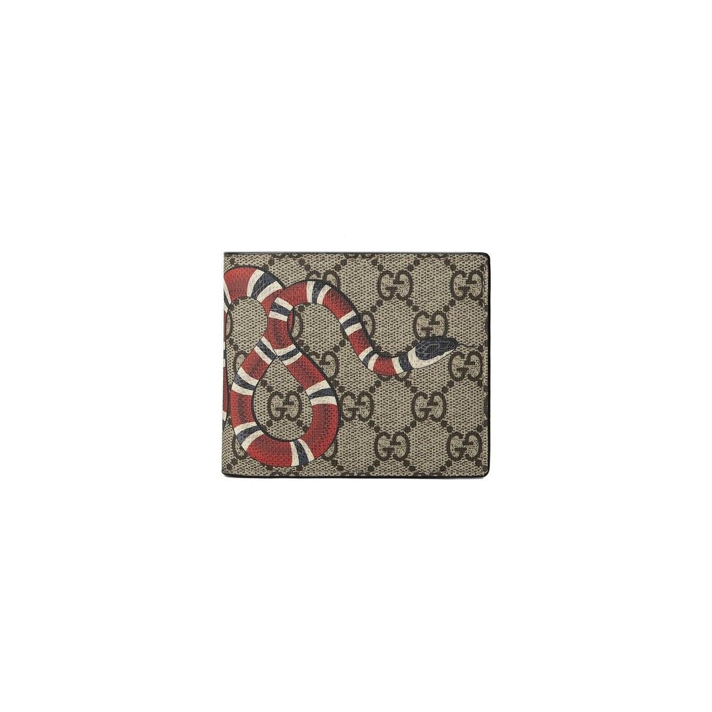Gucci Kingsnake Print GG Supreme Bifold Wallet
