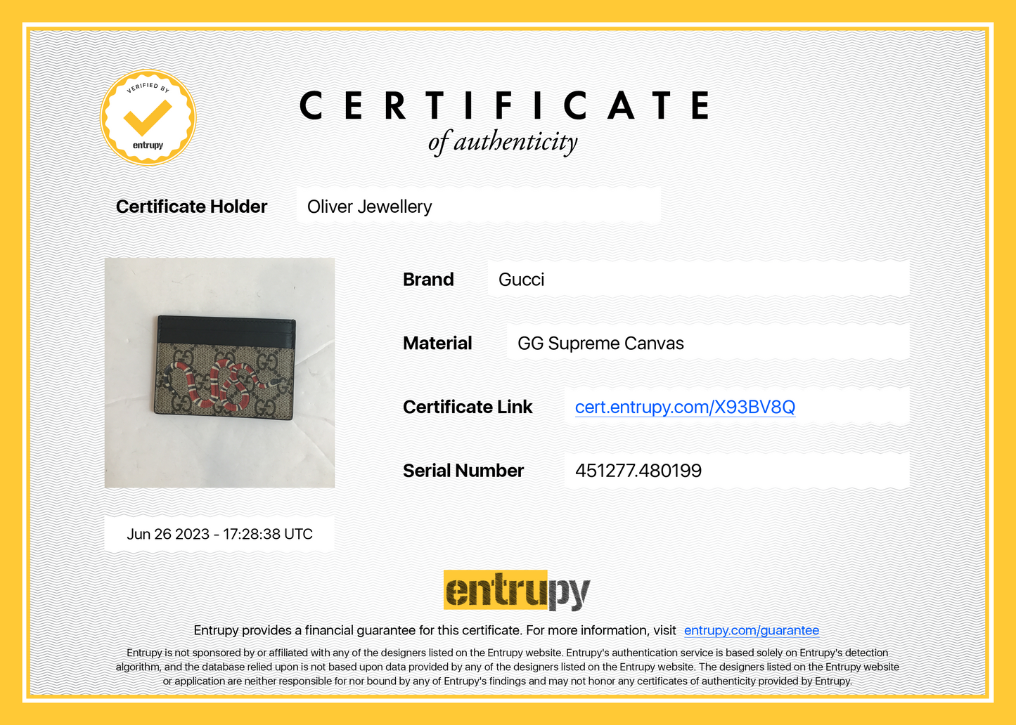 Gucci Kingsnake Print GG Supreme Card Holder