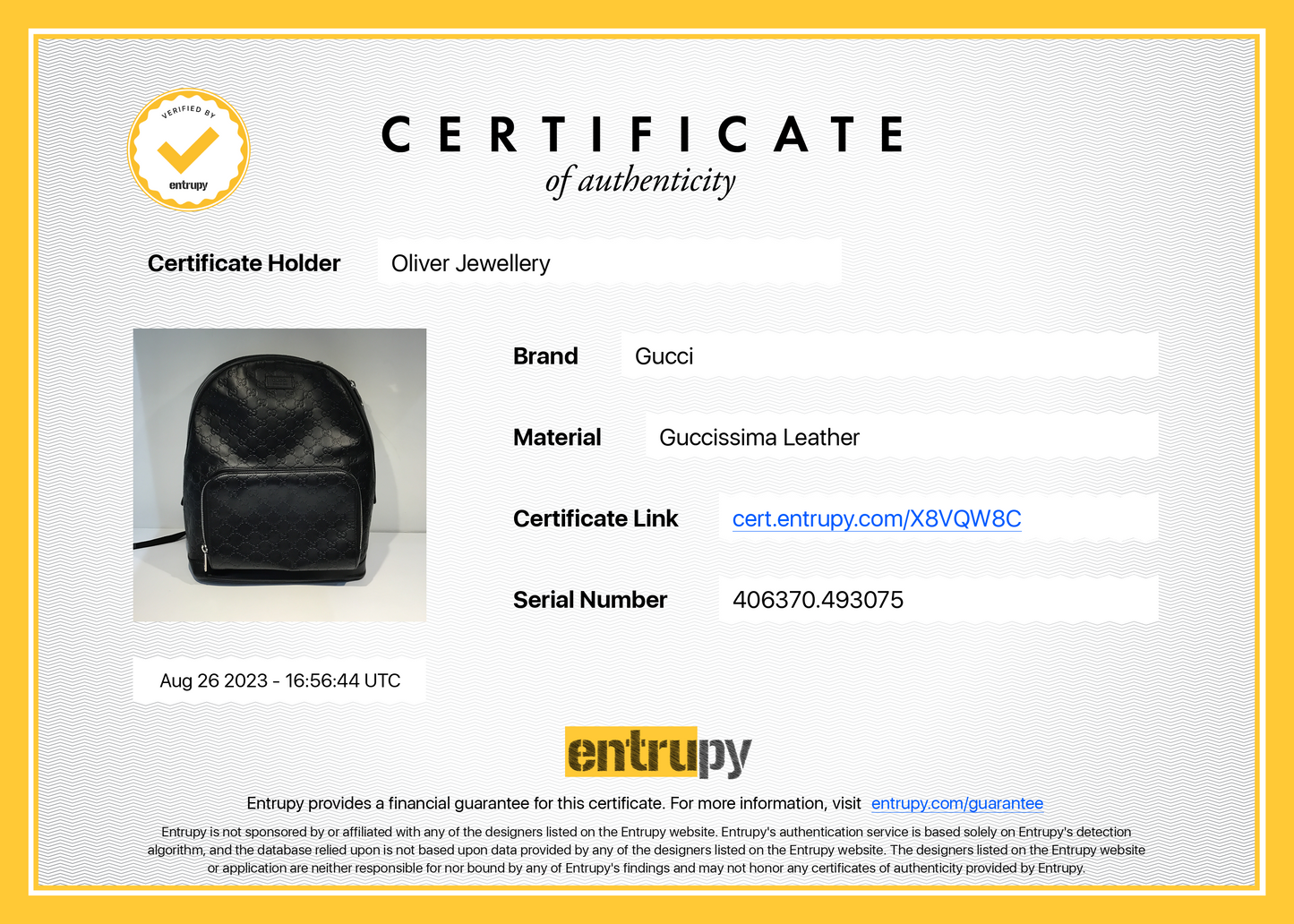 Gucci Large Black GG Signature Leather Backpack