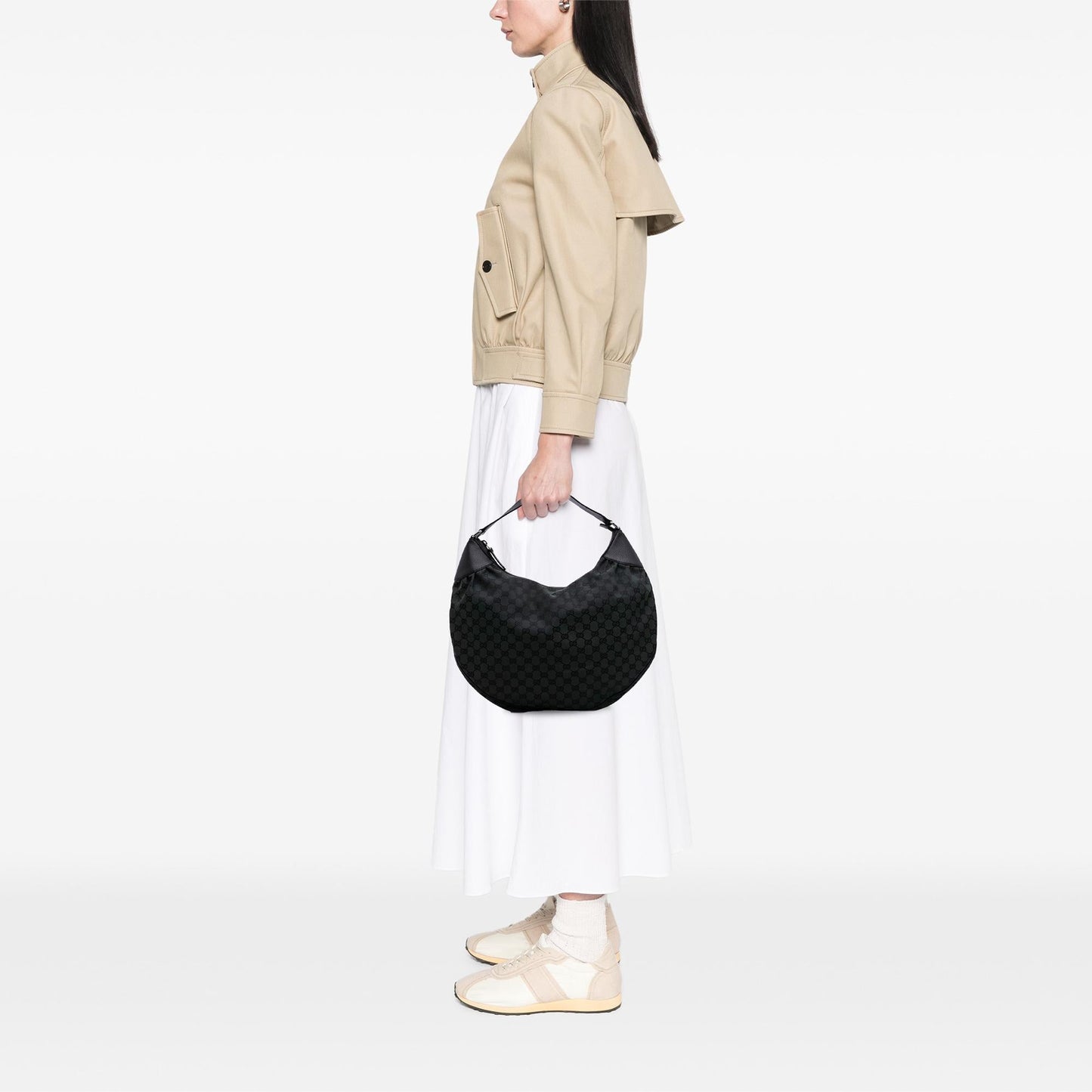 Gucci Large GG Canvas Half Moon Hobo