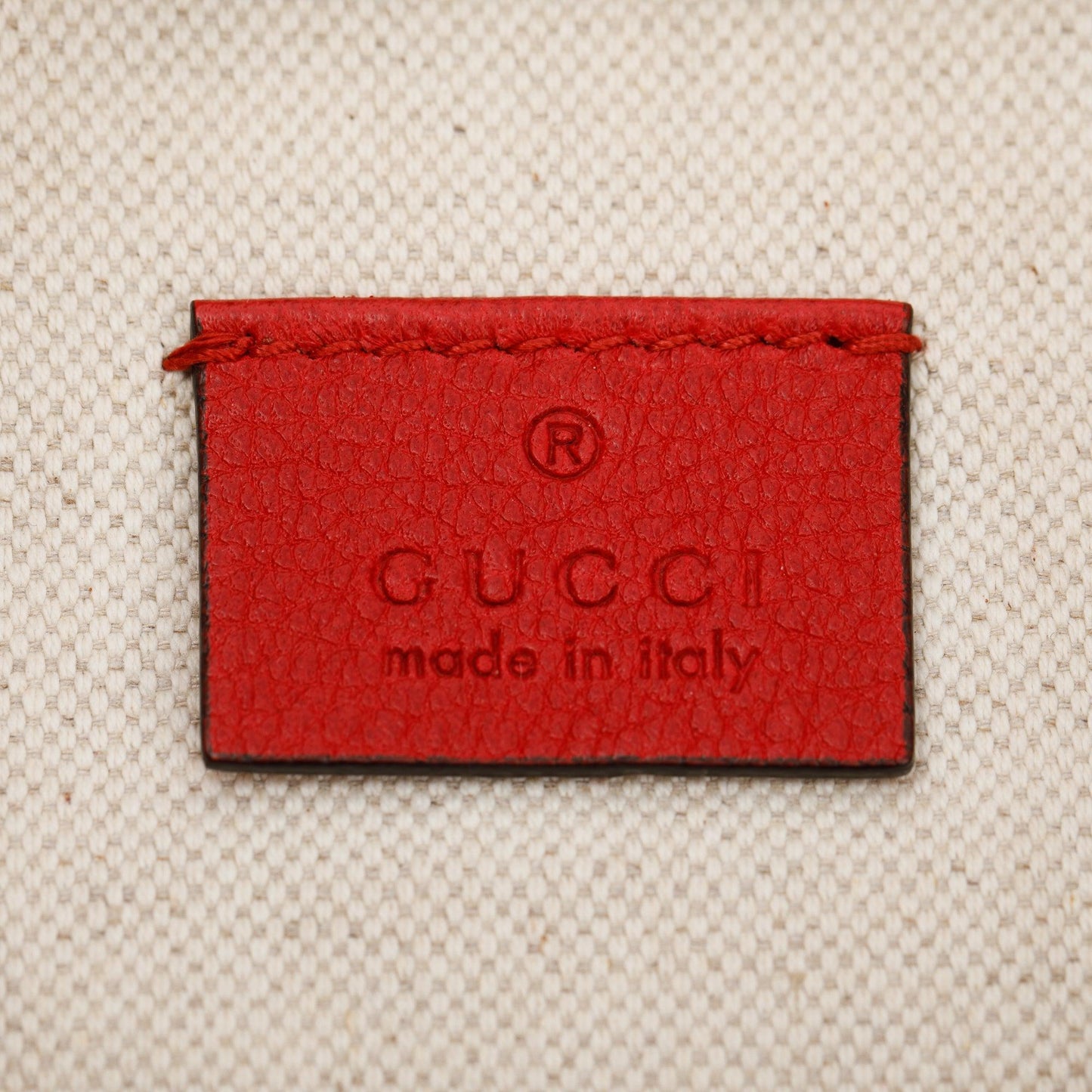 Gucci  Large Red Calfskin Leather Logo Print Belt Bag