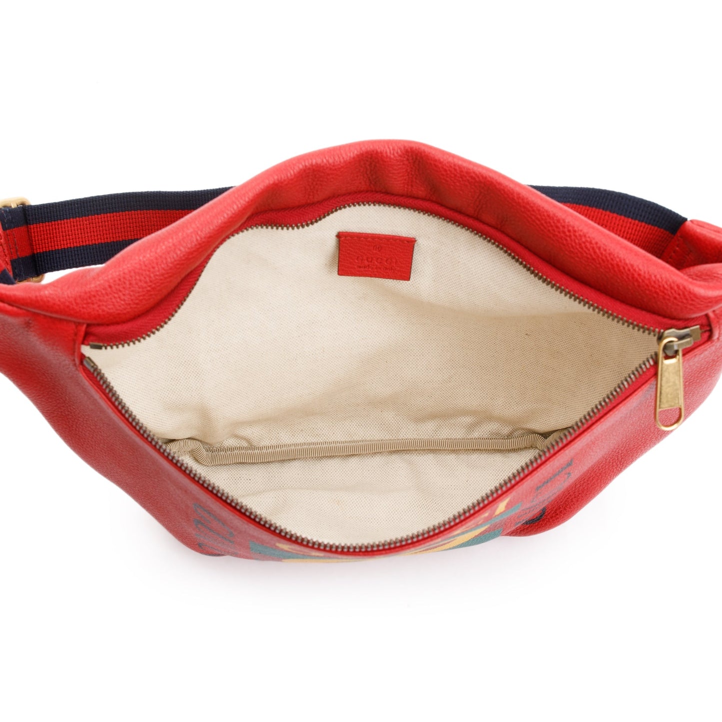 Gucci  Large Red Calfskin Leather Logo Print Belt Bag