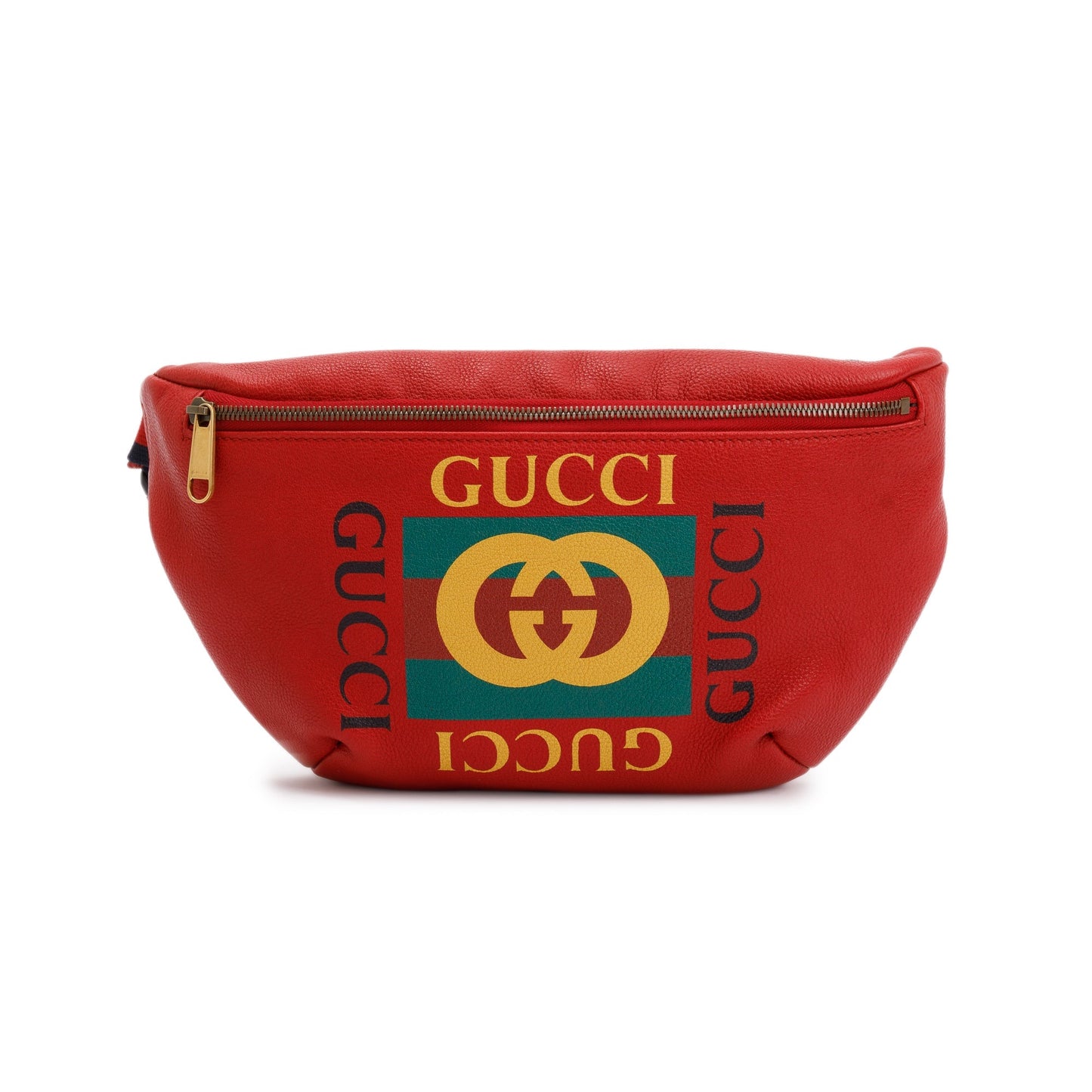 Gucci  Large Red Calfskin Leather Logo Print Belt Bag