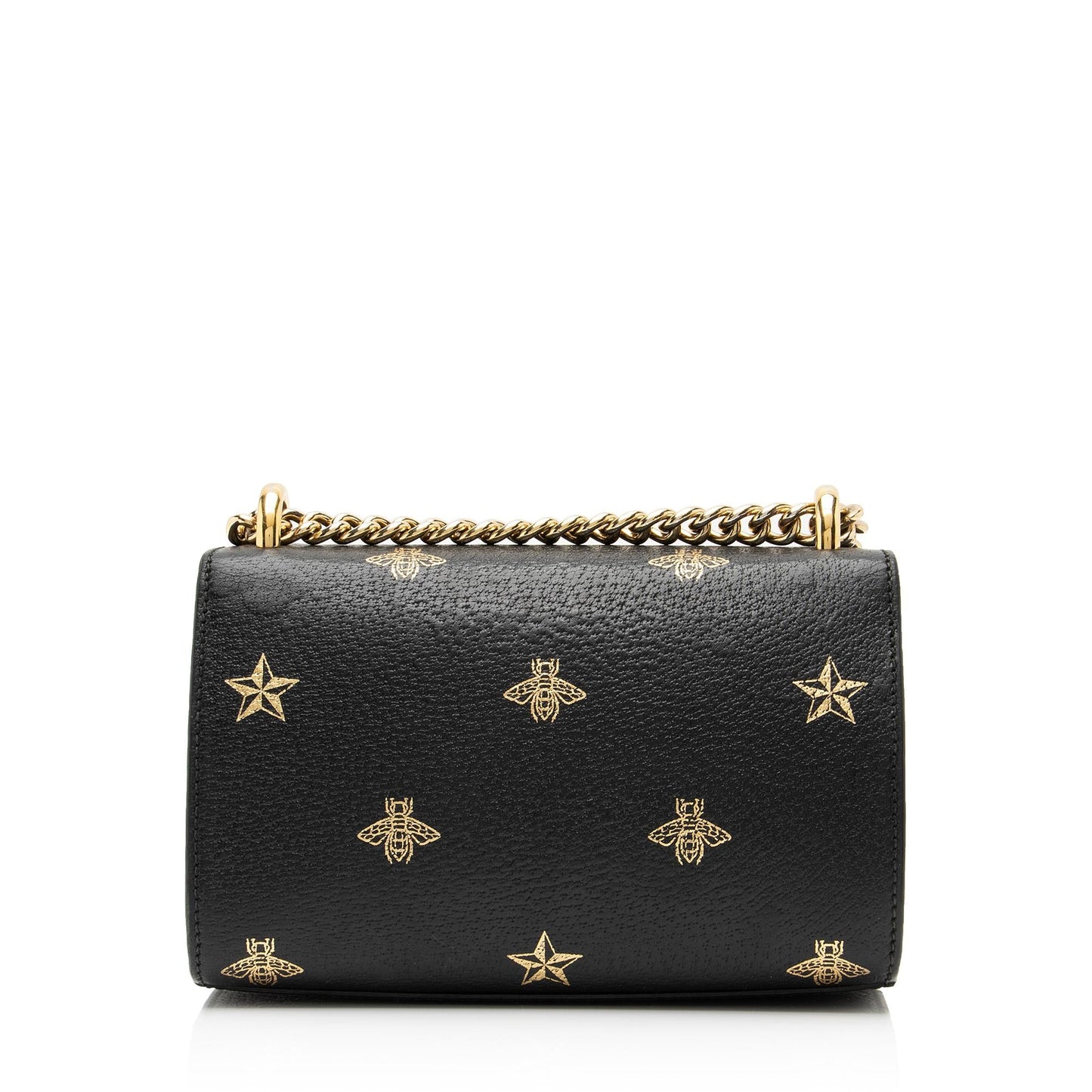 Gucci Leather Bee & Star Padlock Mini Shoulder Bag (SHF-23887)