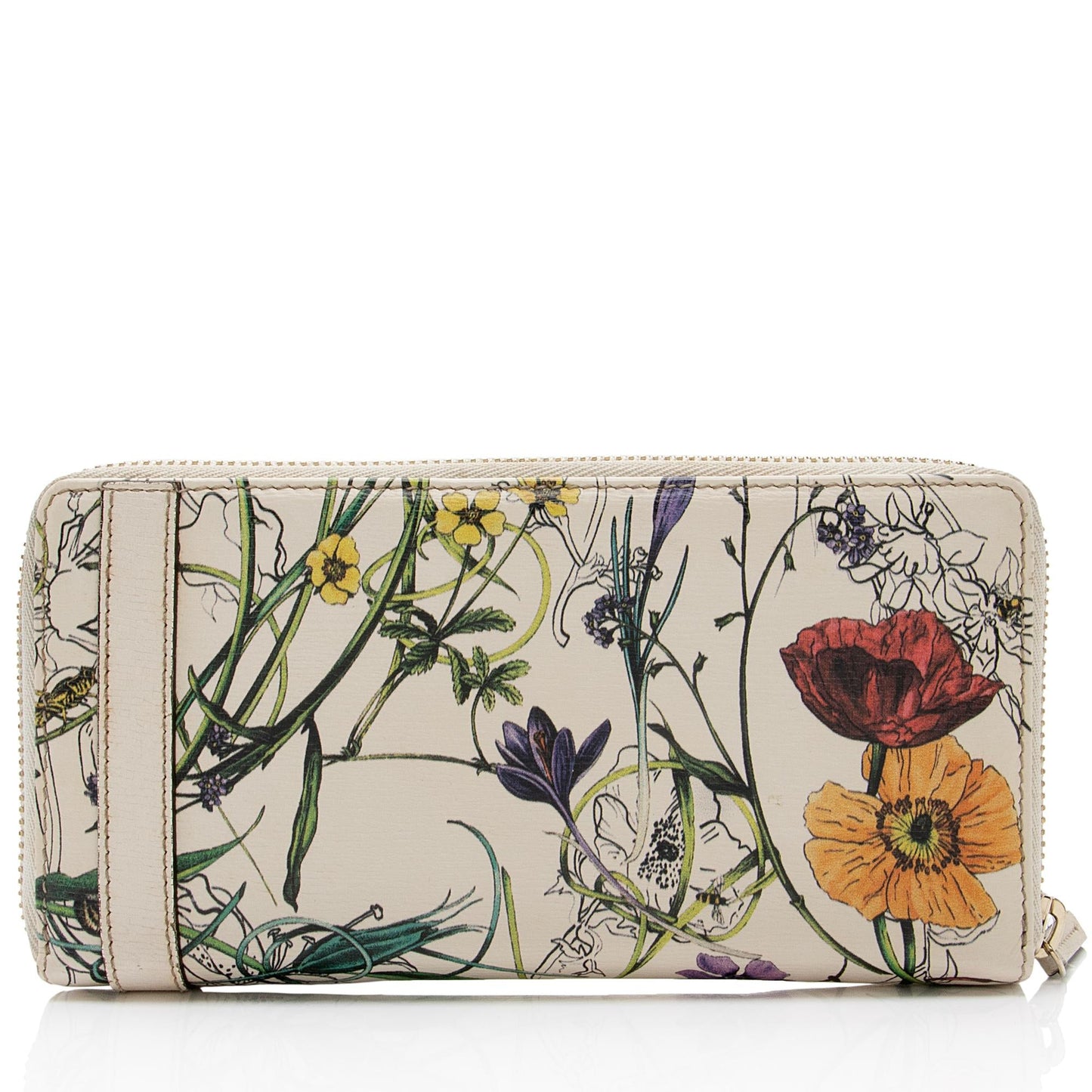 Gucci Leather Flora Nice Zip Around Wallet (SHF-muKADt)