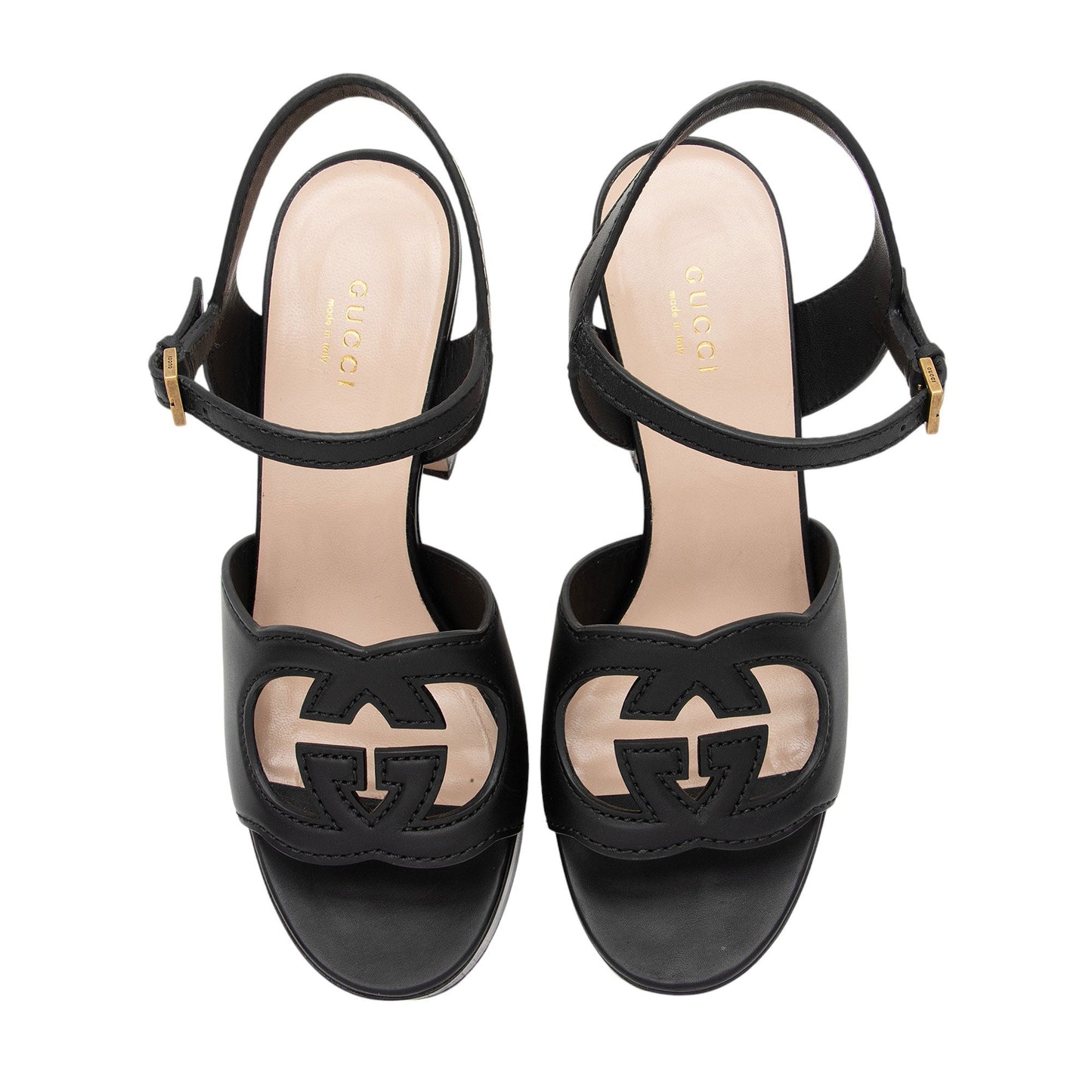 Gucci Leather Interlocking G Cutout Platform Sandals - Size 8 / 38 (SHF-tWIBX2)