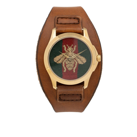 Gucci Leather G-Timeless Bee Web Watch (SHF-M3HiHw)