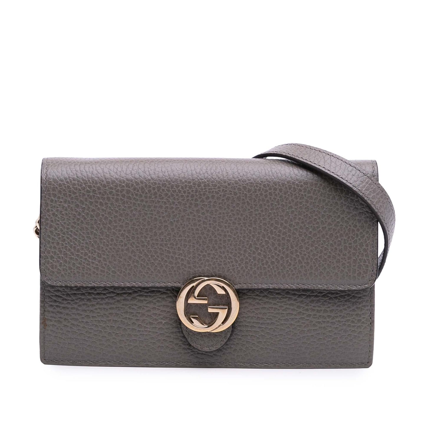 Gucci Leather Interlocking G Dollar Wallet on Chain