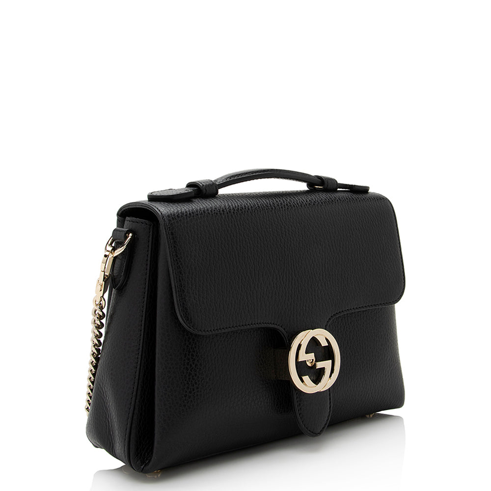 Gucci Leather Interlocking G Top Handle Shoulder Bag (SHF-22017)