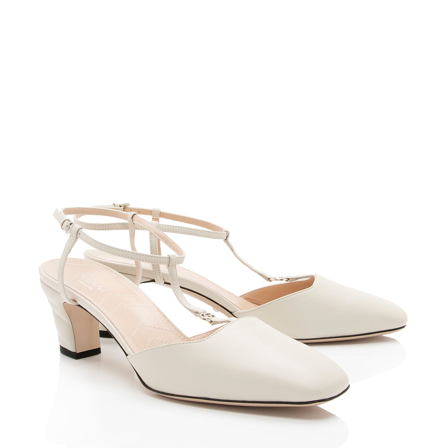 Gucci Leather Petite GG Charlotte Slingback Pumps - Size 10 / 40