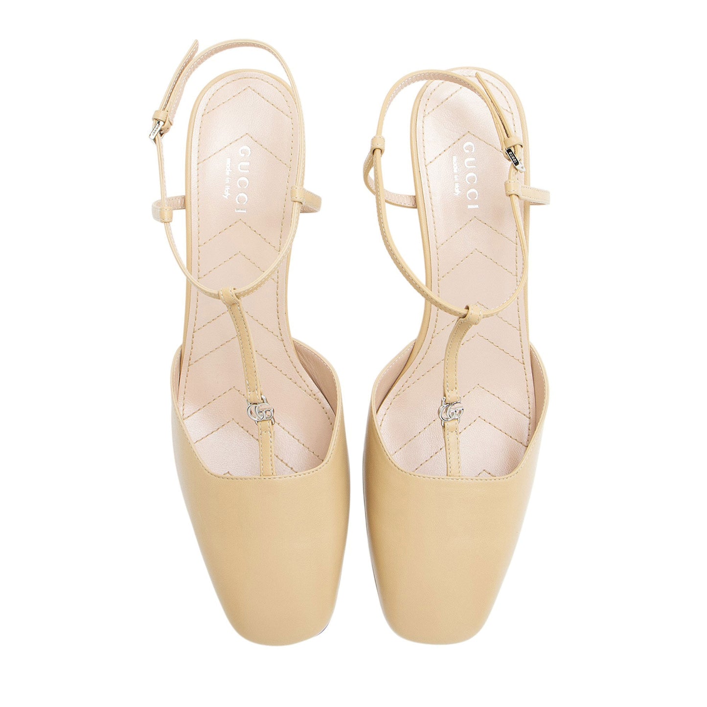 Gucci Leather Petite GG Charlotte Slingback Pumps - Size 8.5 / 38.5