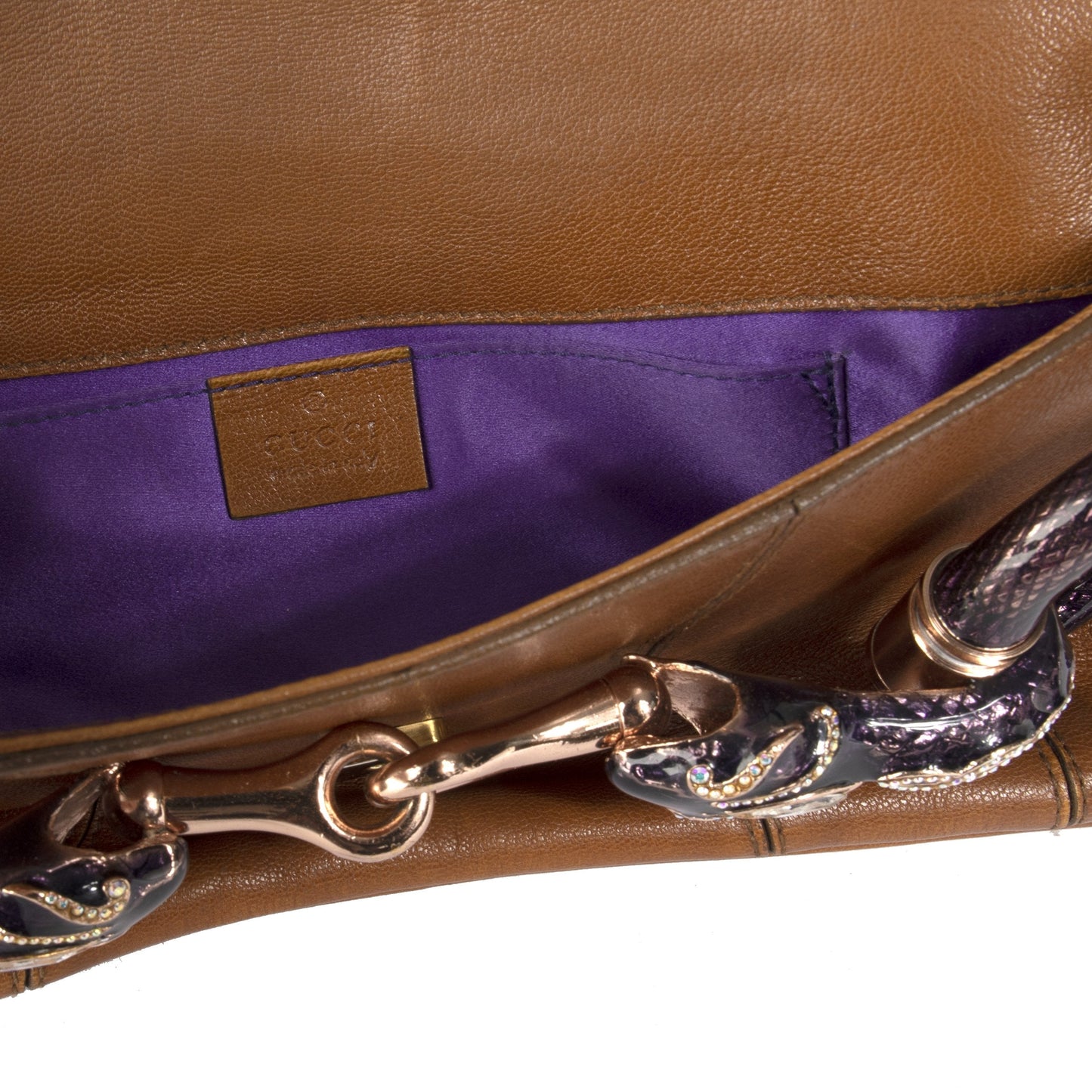 Gucci Leather Snake Horsebit Clutch