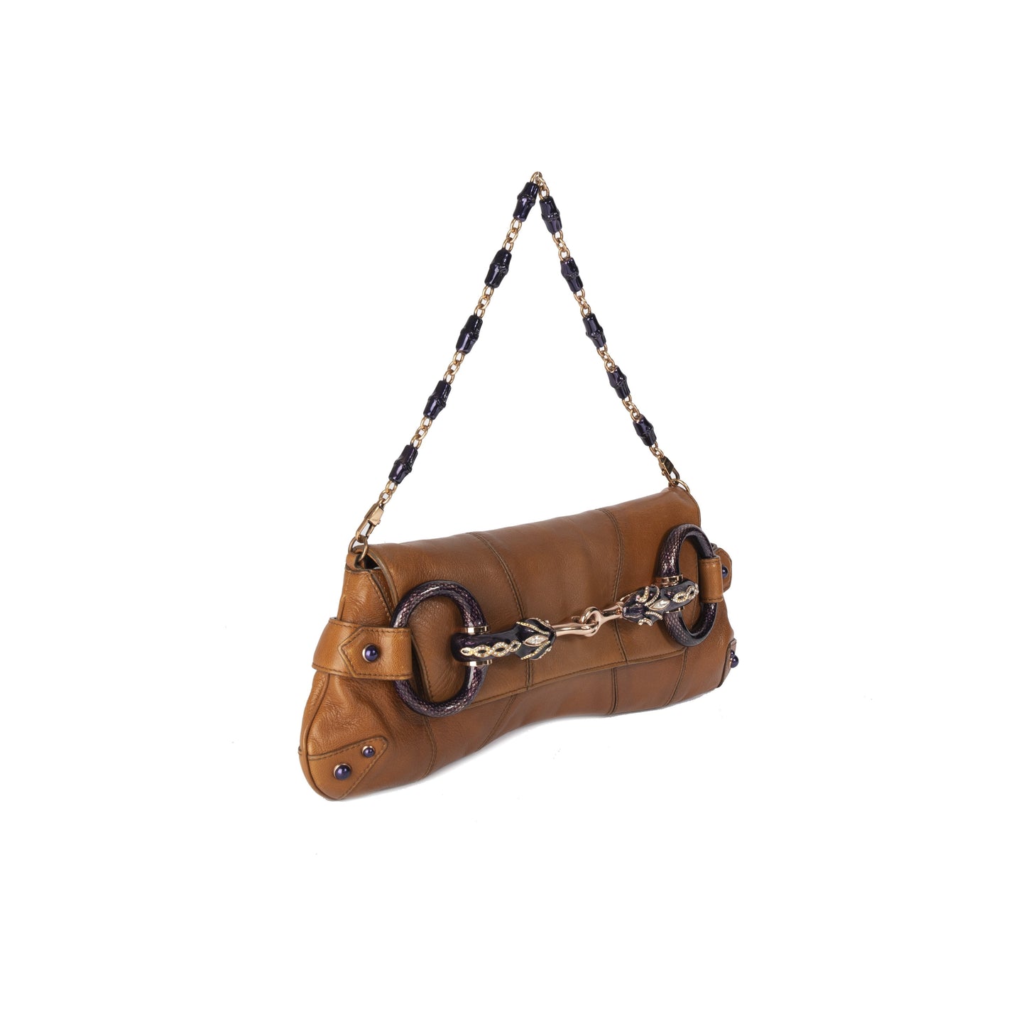 Gucci Leather Snake Horsebit Clutch