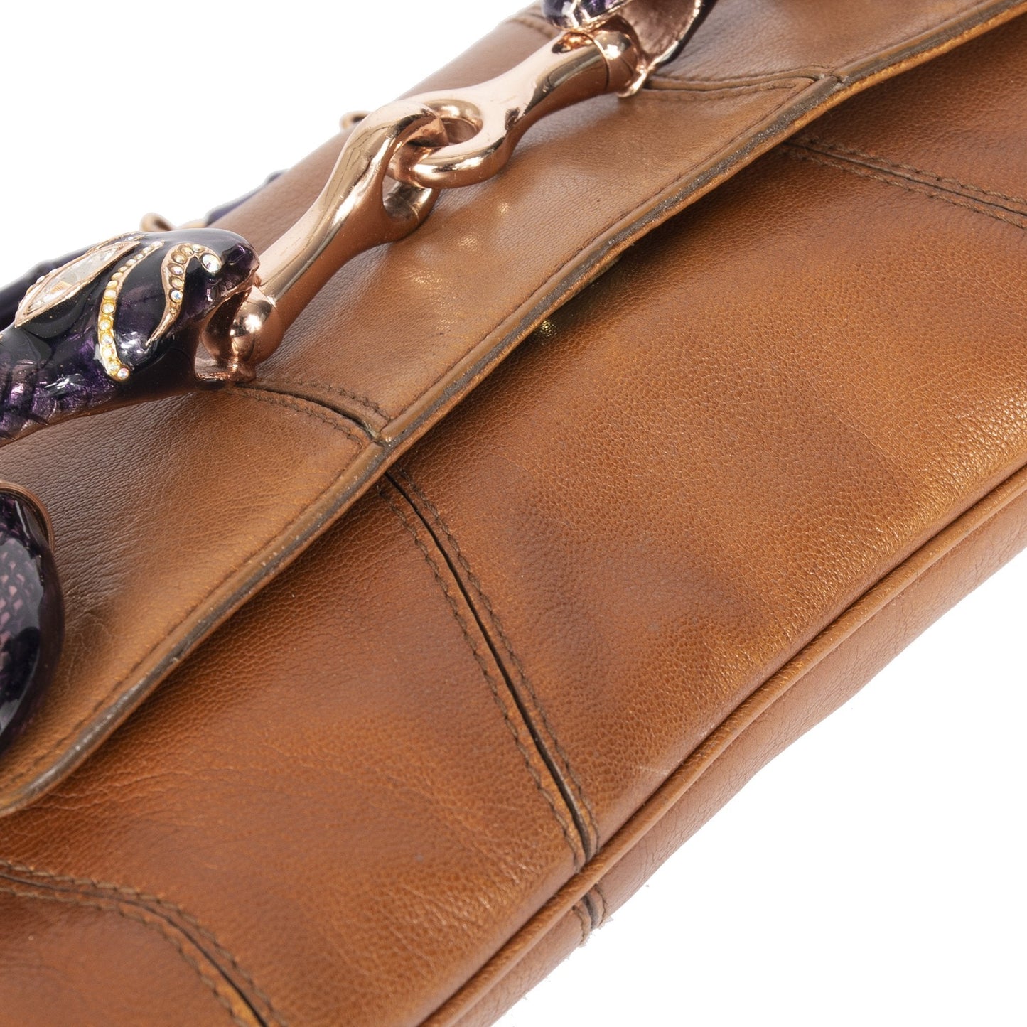 Gucci Leather Snake Horsebit Clutch