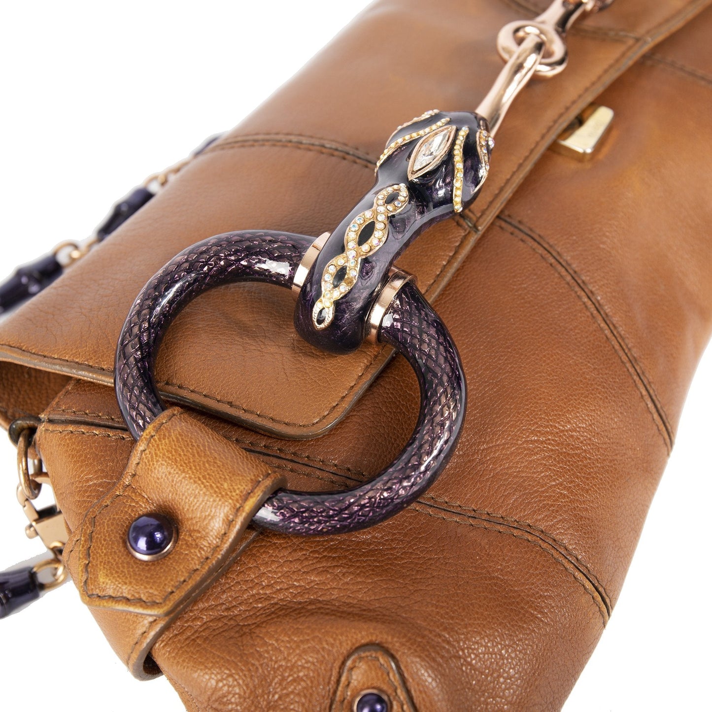 Gucci Leather Snake Horsebit Clutch