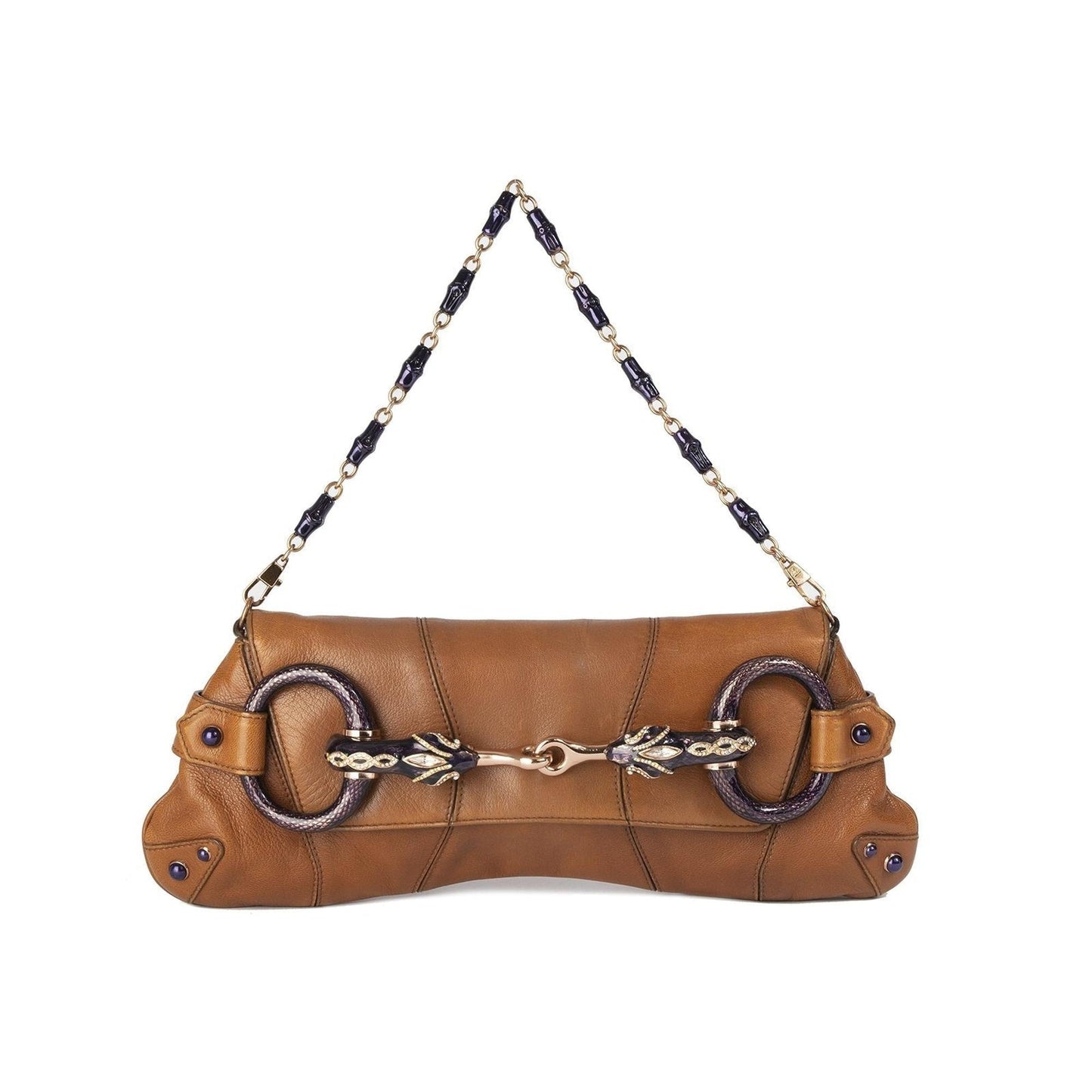 Gucci Leather Snake Horsebit Clutch