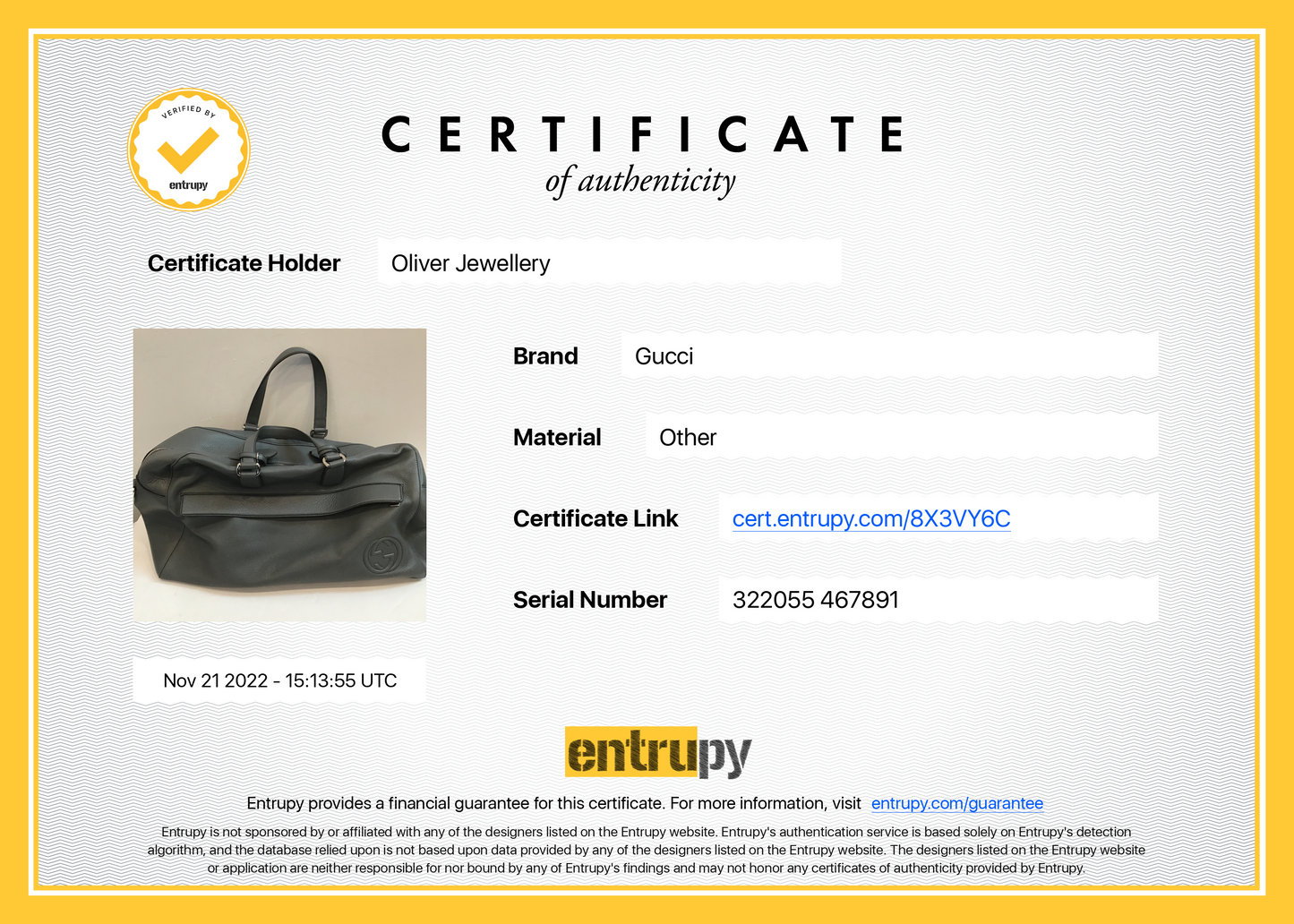 Gucci Leather Soho Carry-On Weekender Bag