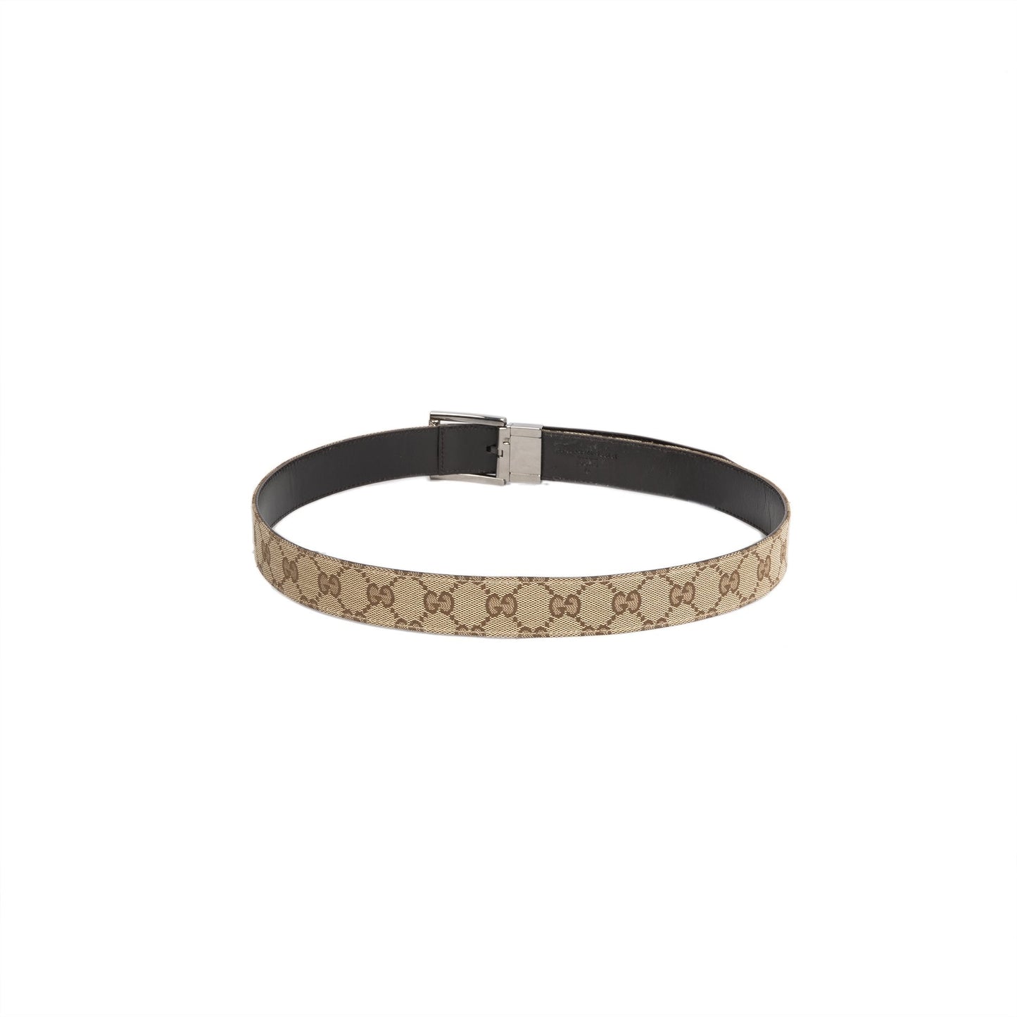 Gucci Leather Trim GG Canvas Belt