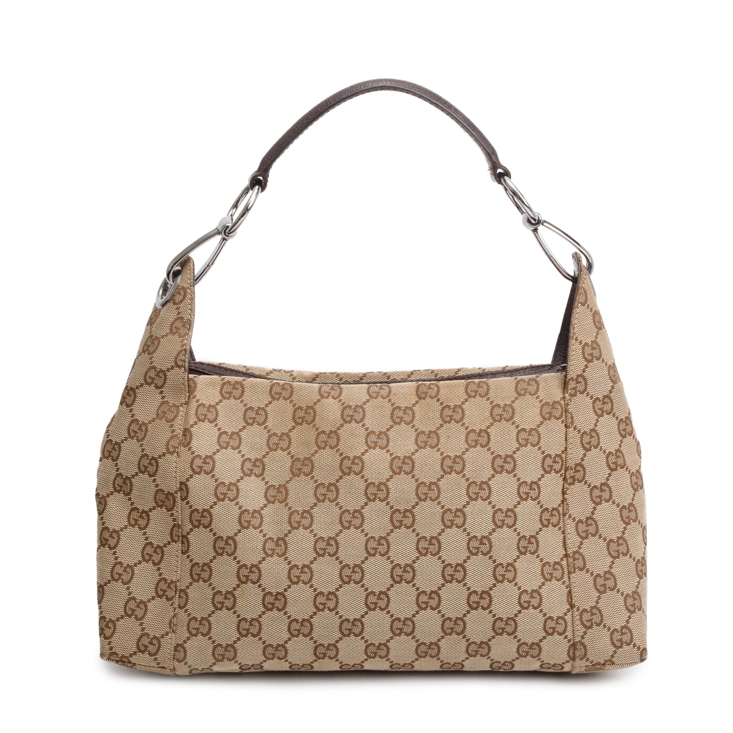 Gucci Leather Trim GG Canvas Pop Hobo Bag