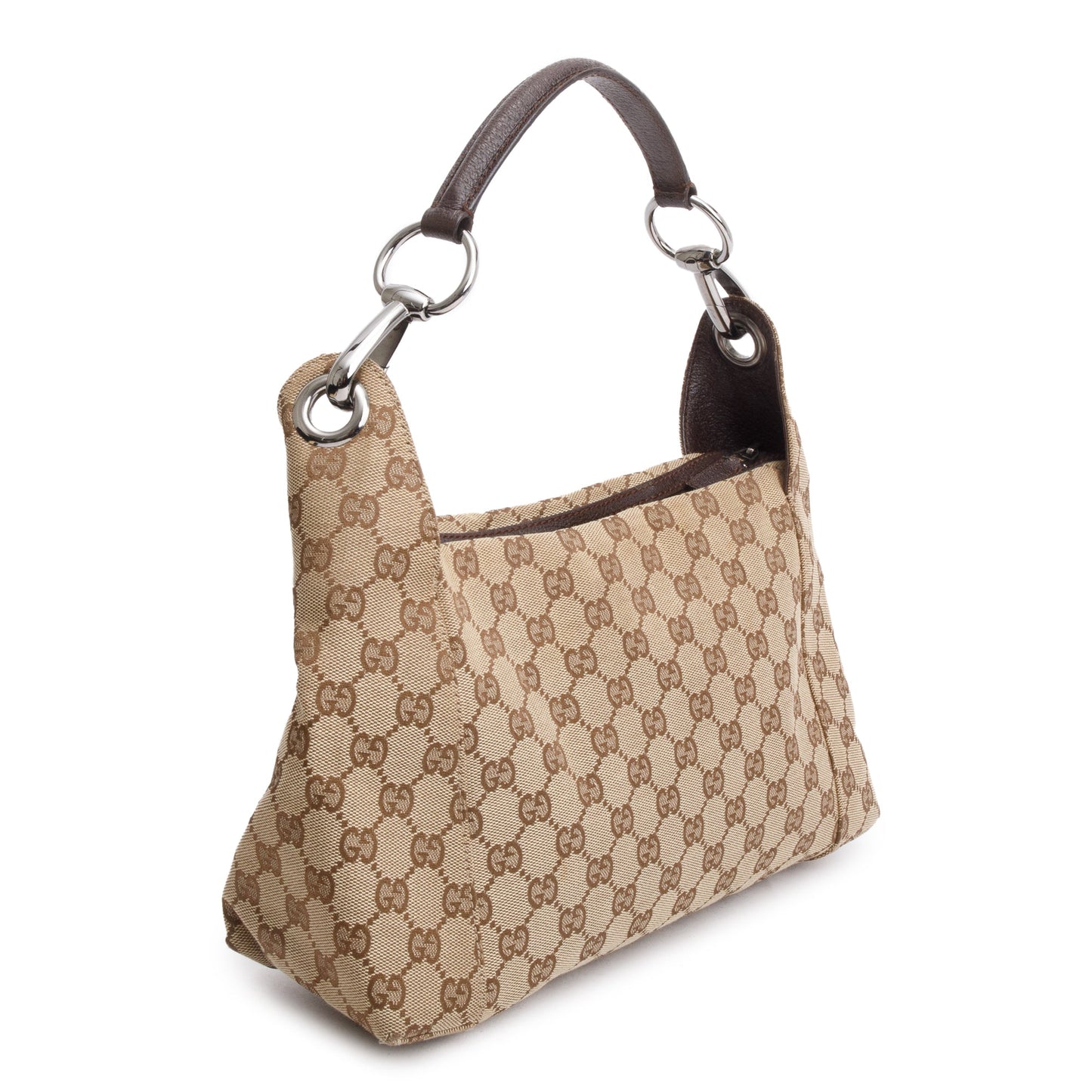 Gucci Leather Trim GG Canvas Pop Hobo Bag