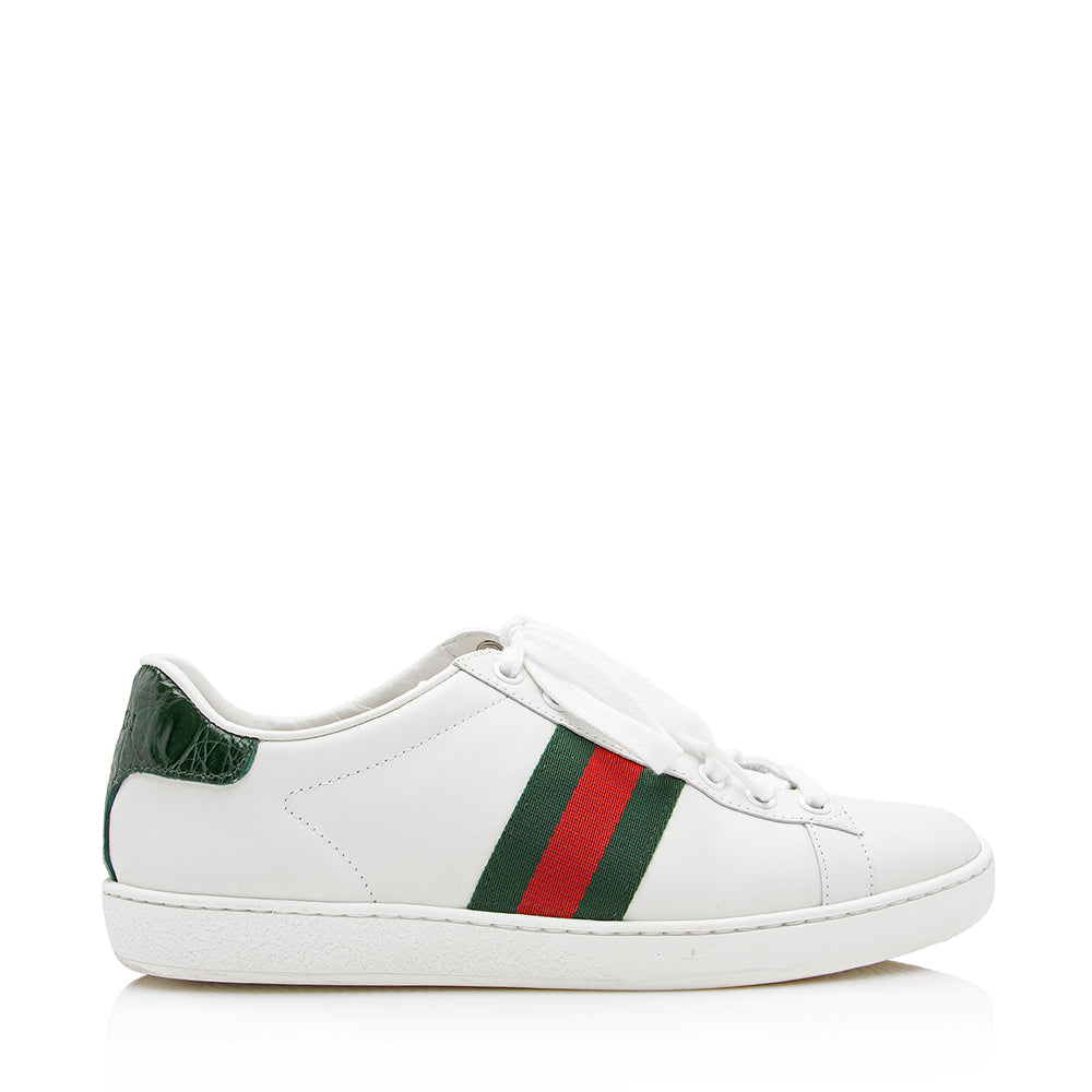 Gucci Leather Web GG Ace Sneakers - Size 7 / 37 (SHF-21670)