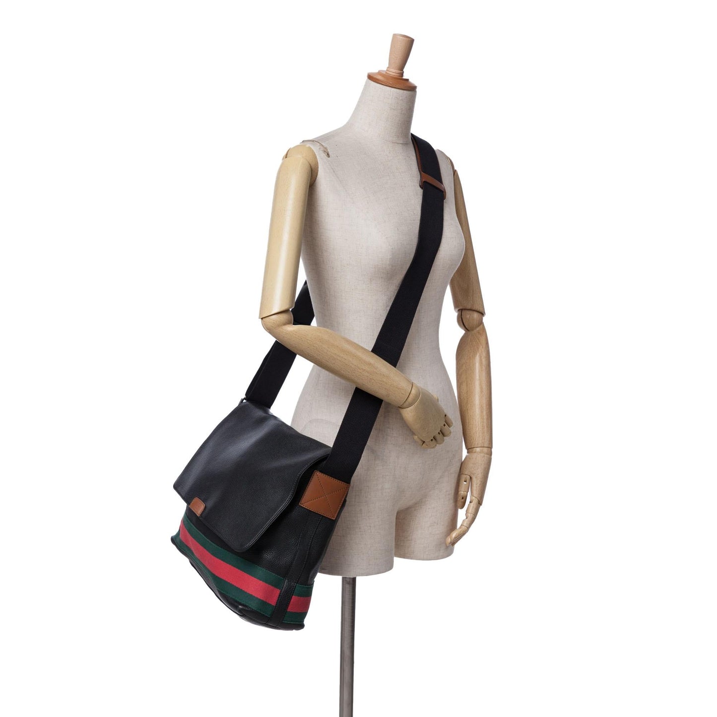 Gucci Leather Web Messenger Bag