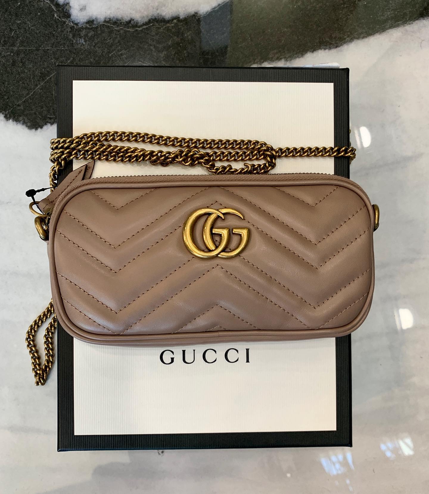 Gucci GG Marmont MatelassÃ© Wallet on a Chain