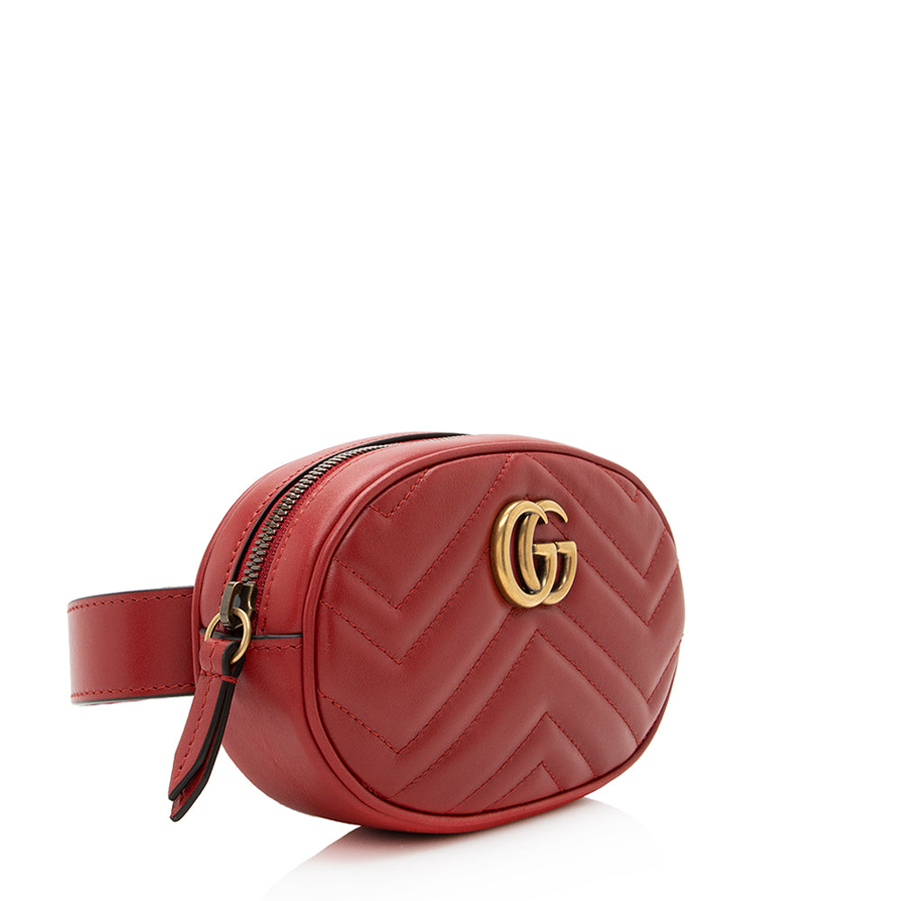 Gucci Matelasse Leather GG Marmont Belt Bag - Size 34 / 85 (SHF-20124)