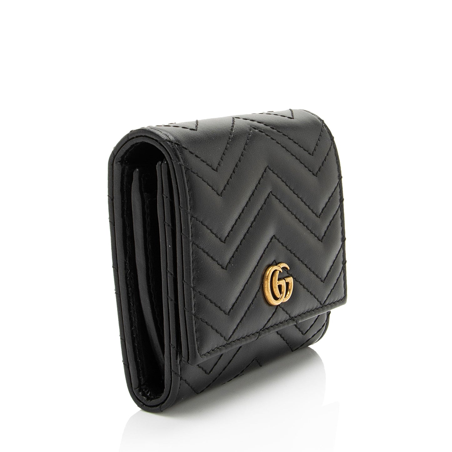 Gucci Matelasse Leather GG Marmont Compact Wallet