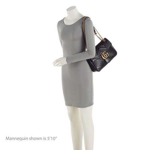 Gucci Matelasse Leather GG Marmont Medium Flap Shoulder Bag (SHF-VhM2jC)