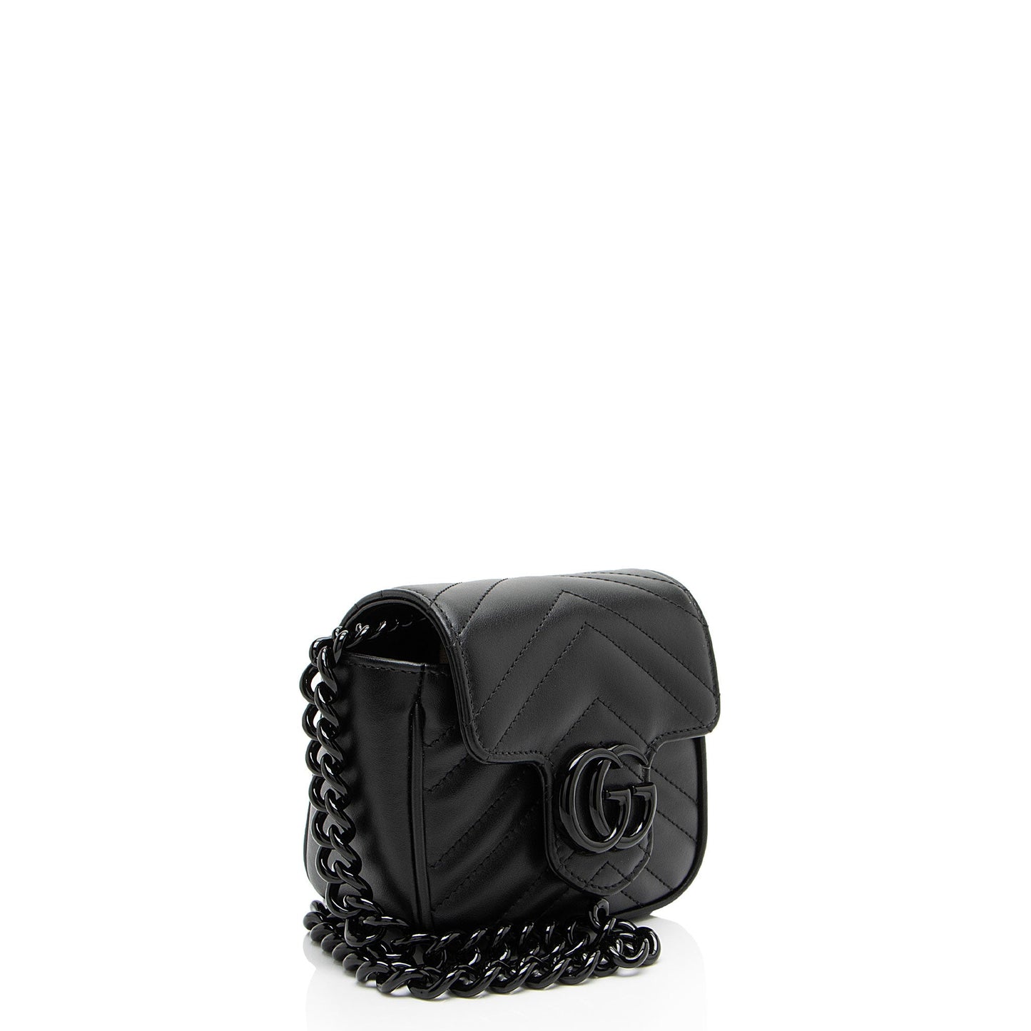 Gucci Matelasse Leather GG Marmont Monochrome Square Chain Belt Bag