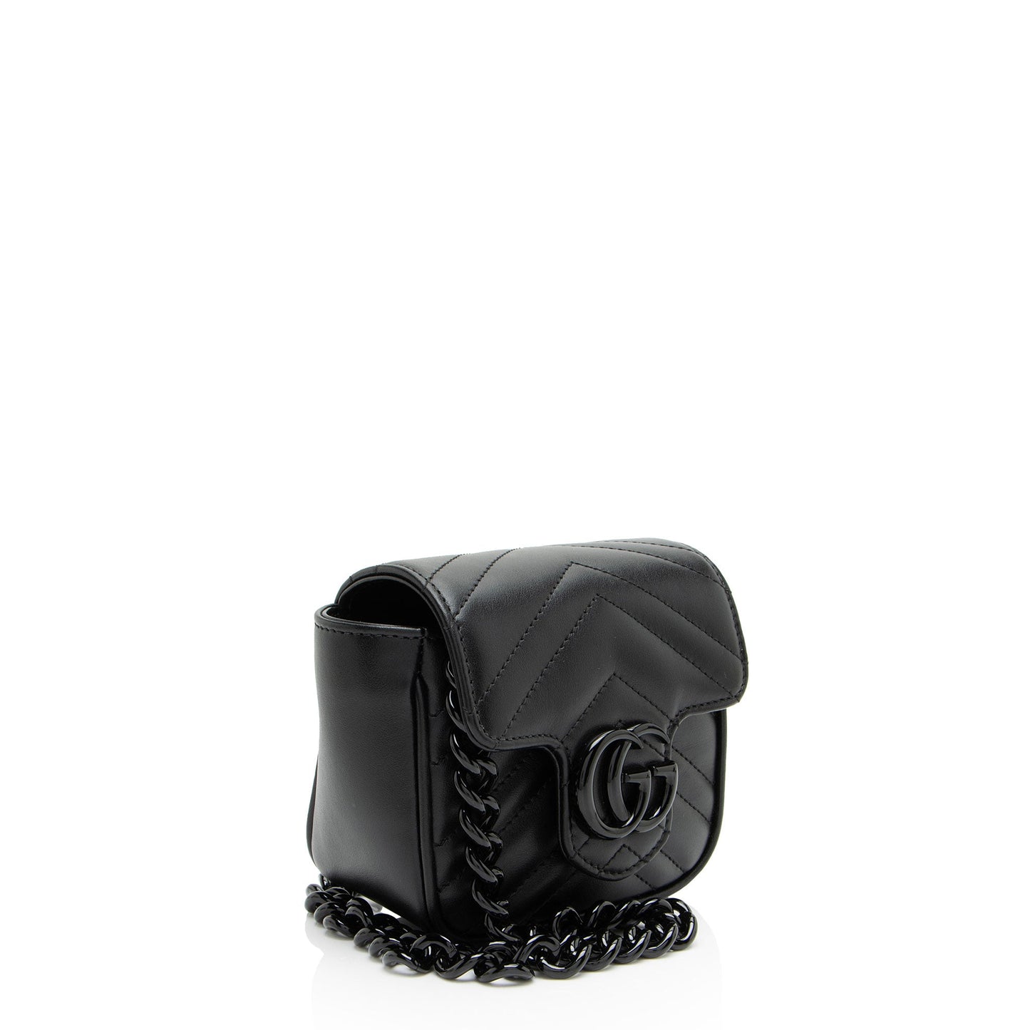 Gucci Matelasse Leather GG Marmont Monochrome Square Chain Belt Bag