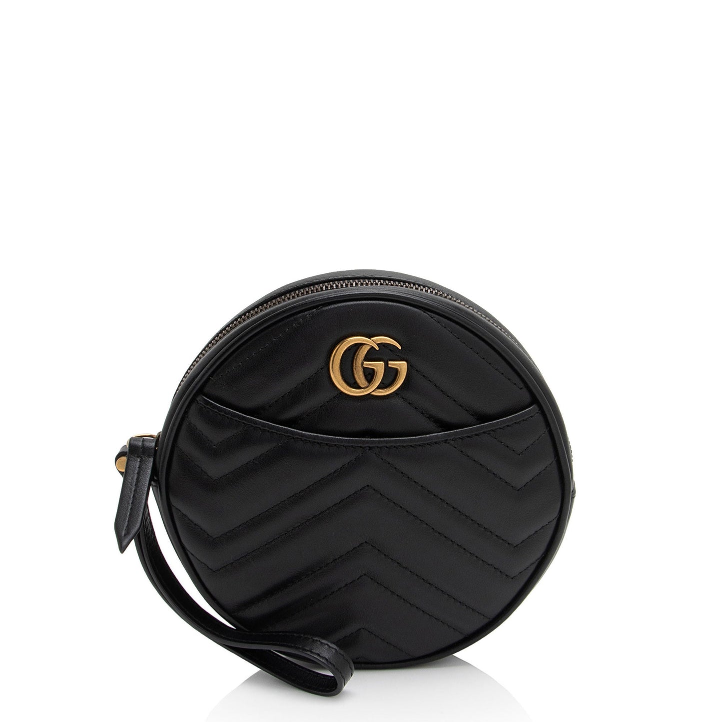 Gucci Matelasse Leather GG Marmont Round Wristlet (SHF-Zt6z5J)