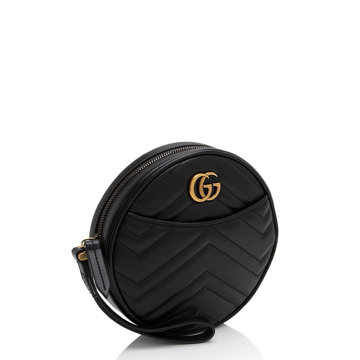 Gucci Matelasse Leather GG Marmont Round Wristlet (SHF-Zt6z5J)