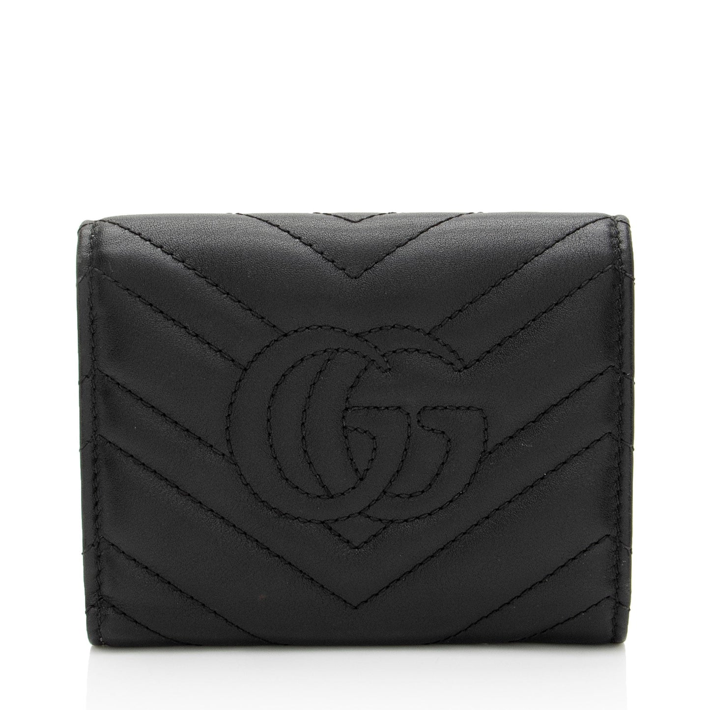 Gucci Matelasse Leather GG Marmont Trifold Wallet
