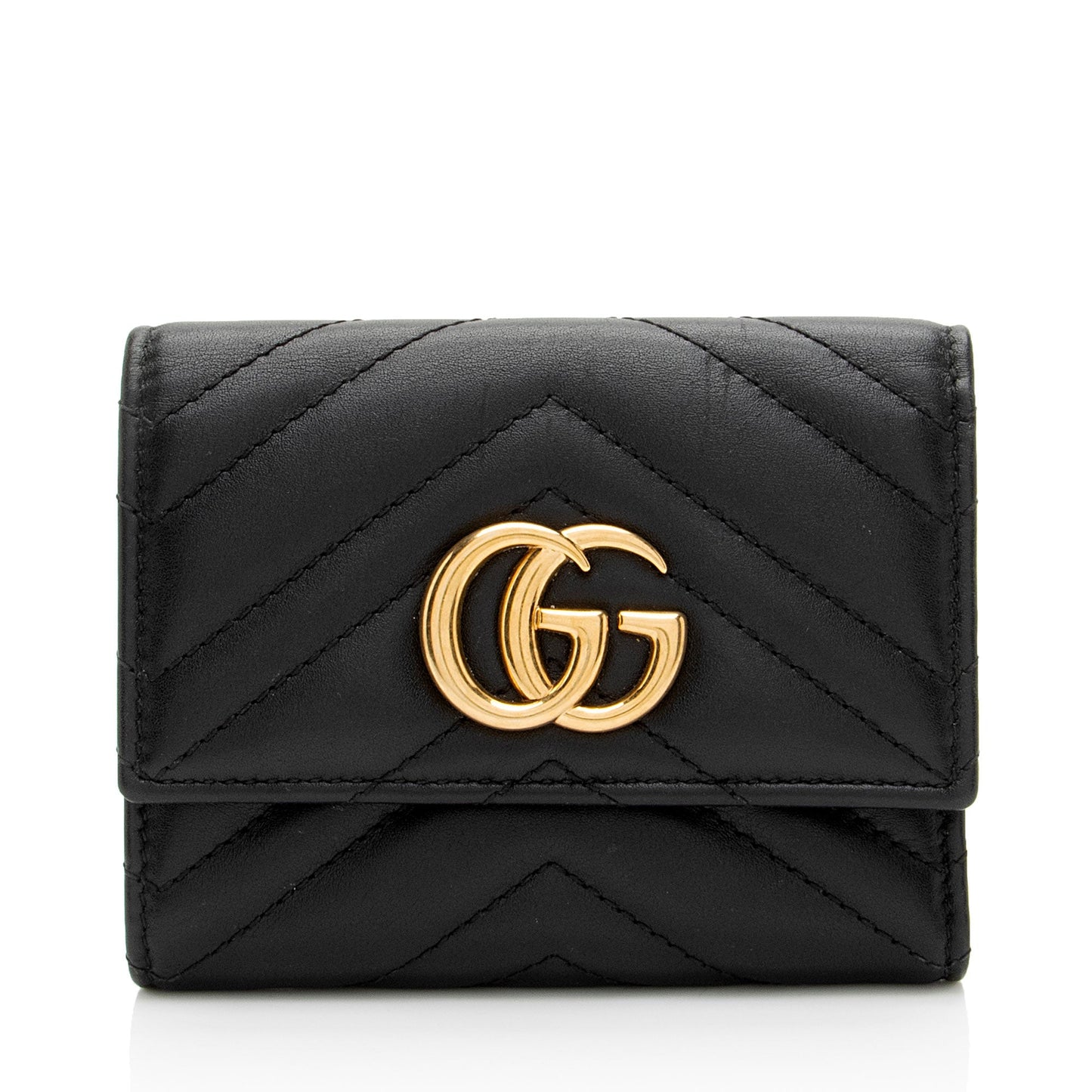 Gucci Matelasse Leather GG Marmont Trifold Wallet