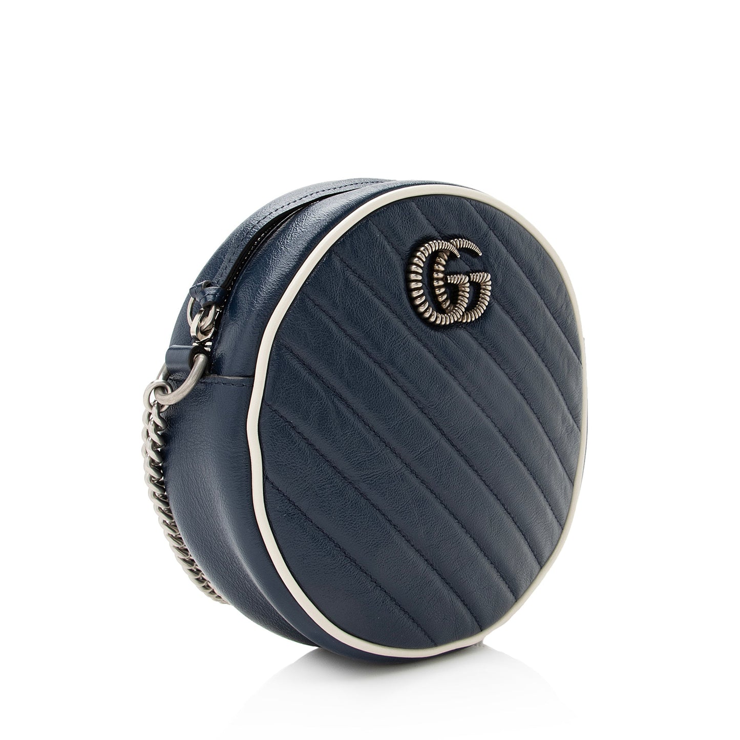 Gucci Matelasse Leather Torchon GG Marmont Round Mini Shoulder Bag (SHF-22849)
