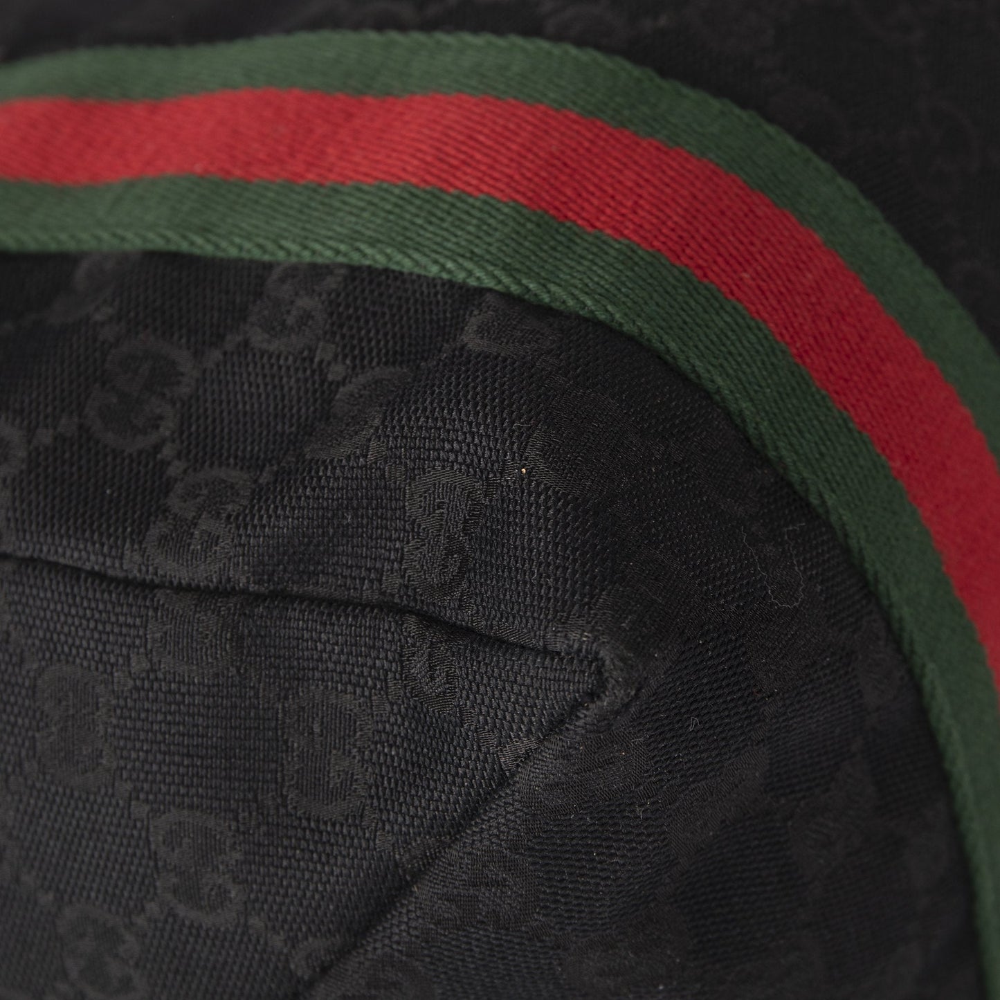 Gucci Medium Black GG Canvas Web Boston Travel Duffle Bag