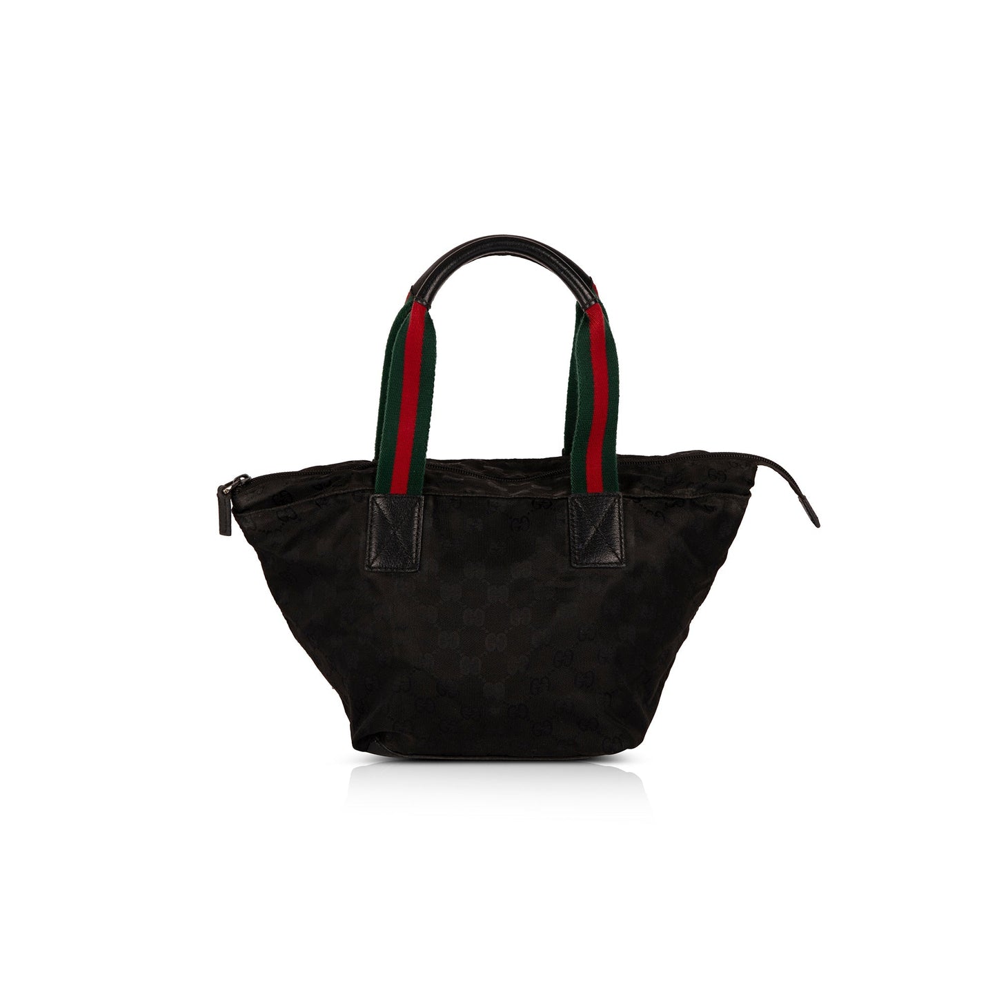 Gucci Medium Black GG Nylon Web Zip Tote