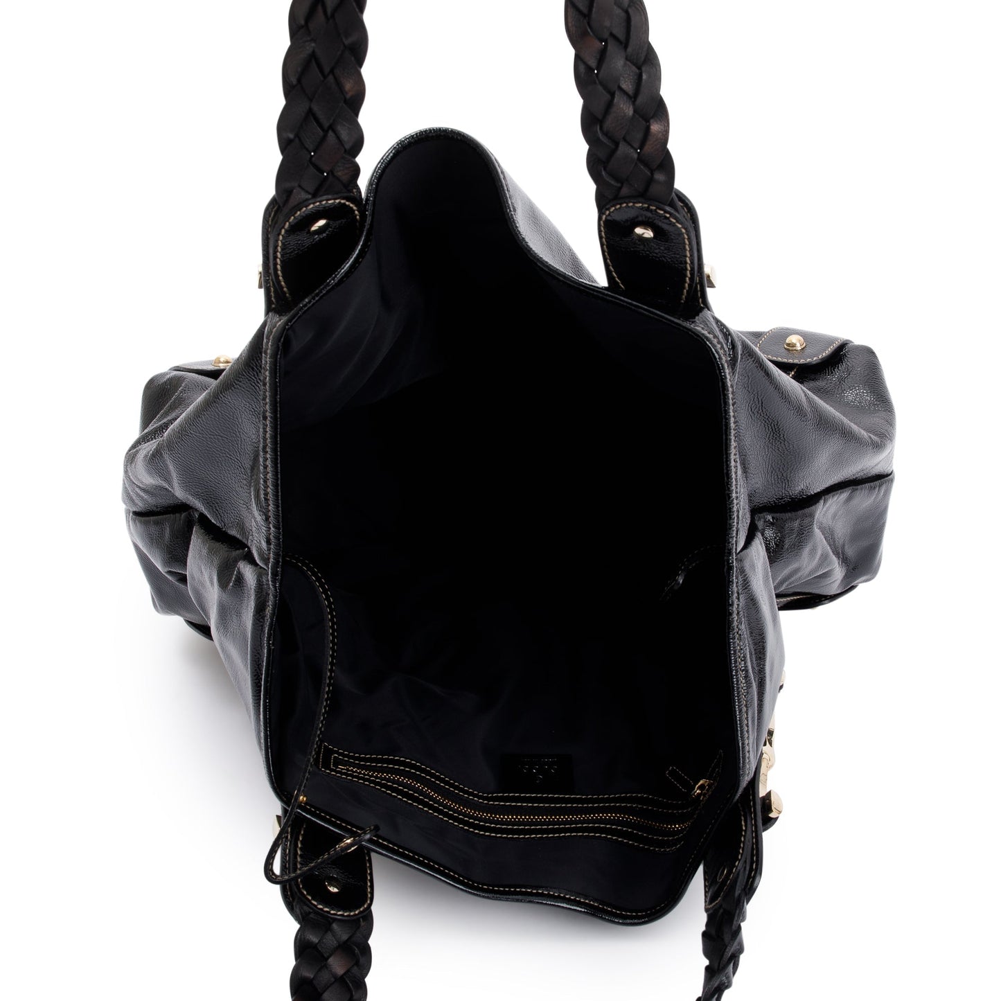 Gucci Medium Black Patent Leather Pelham Shoulder Bag