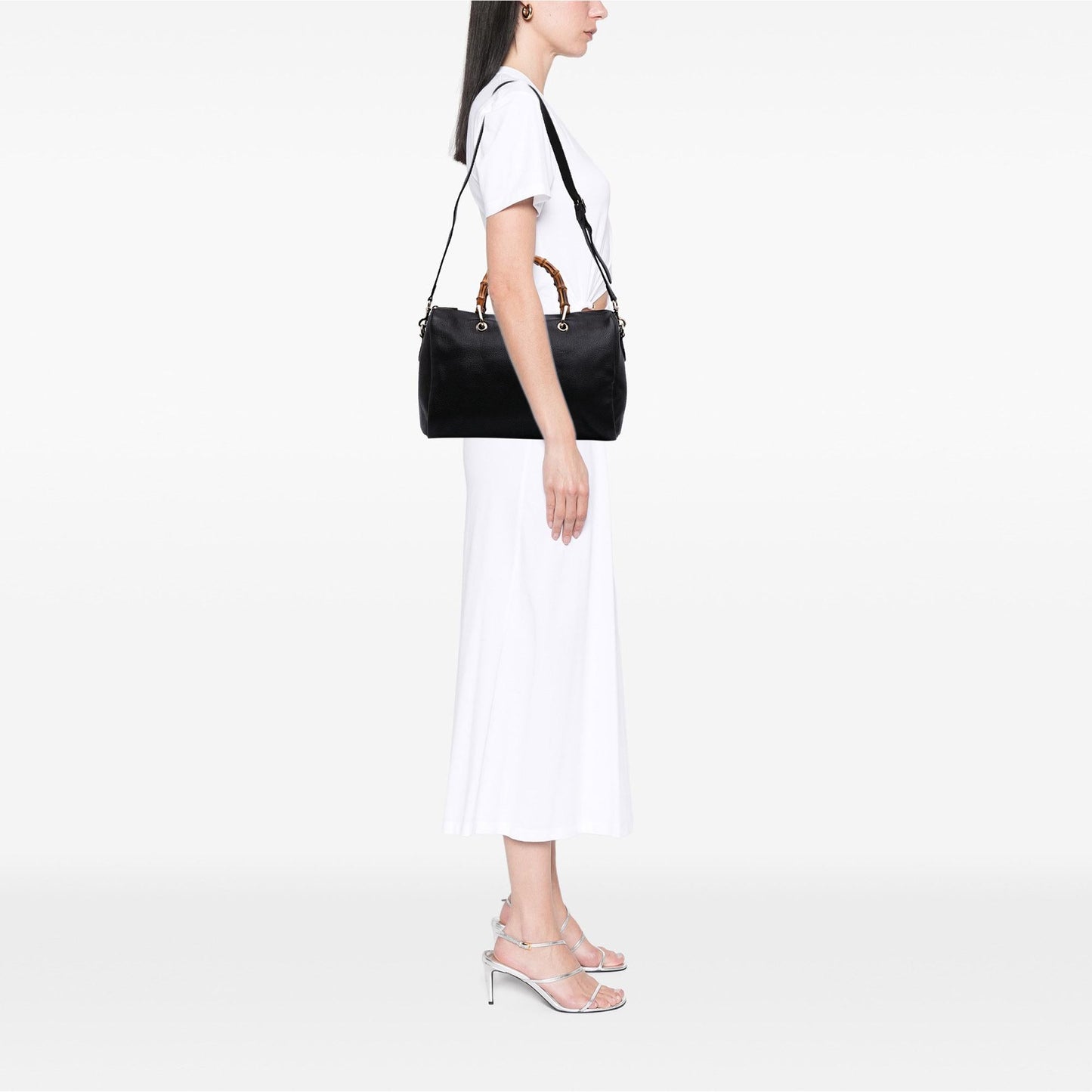Gucci Medium Calfskin Bamboo Shopper Boston Bag